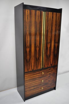 Mid-Century Modern Rosewood Black Laminate John Stuart Style Wardrobe Cabinet B