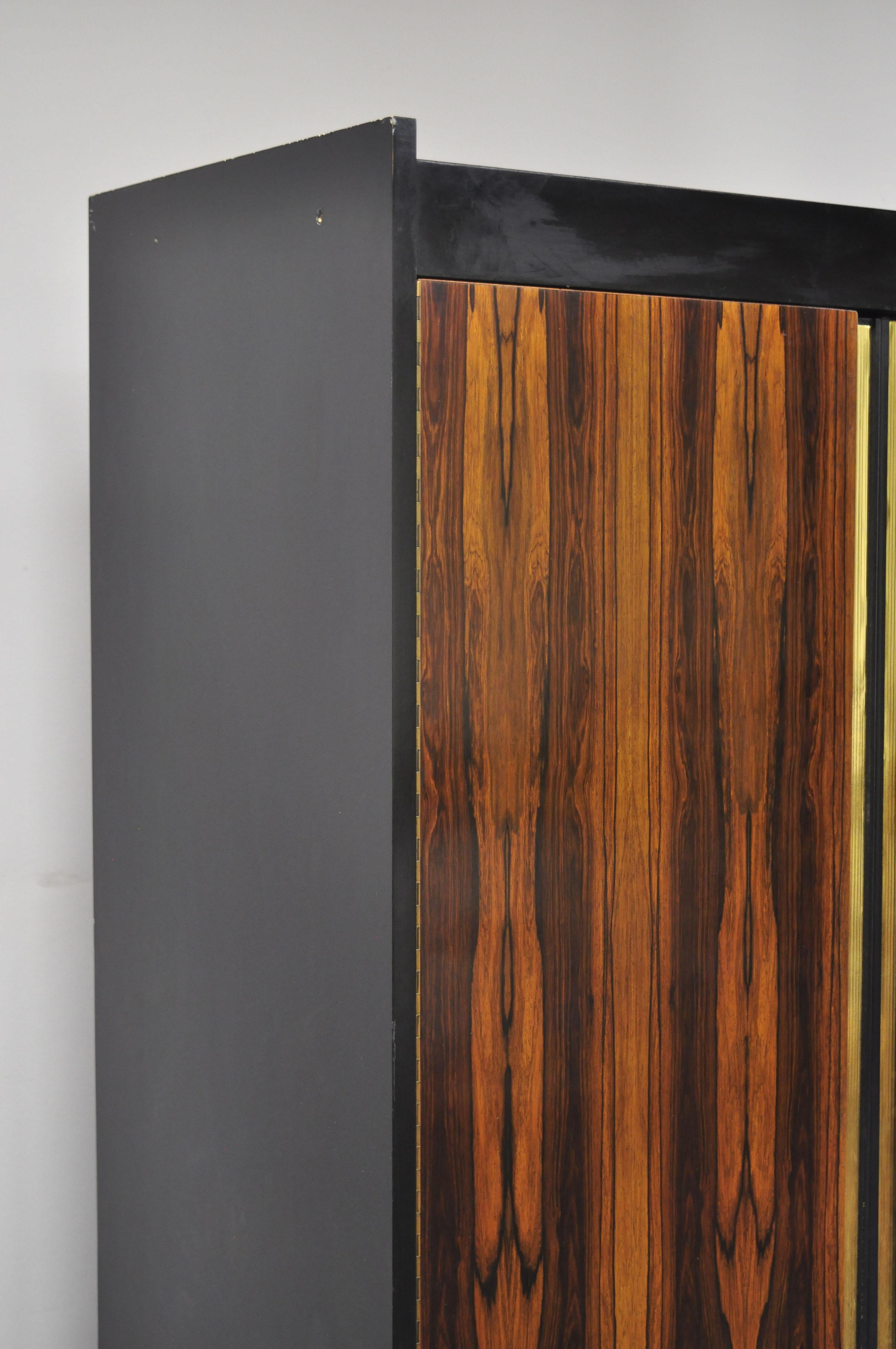 Veneer Mid-Century Modern Rosewood Black Laminate John Stuart Style Wardrobe Cabinet B
