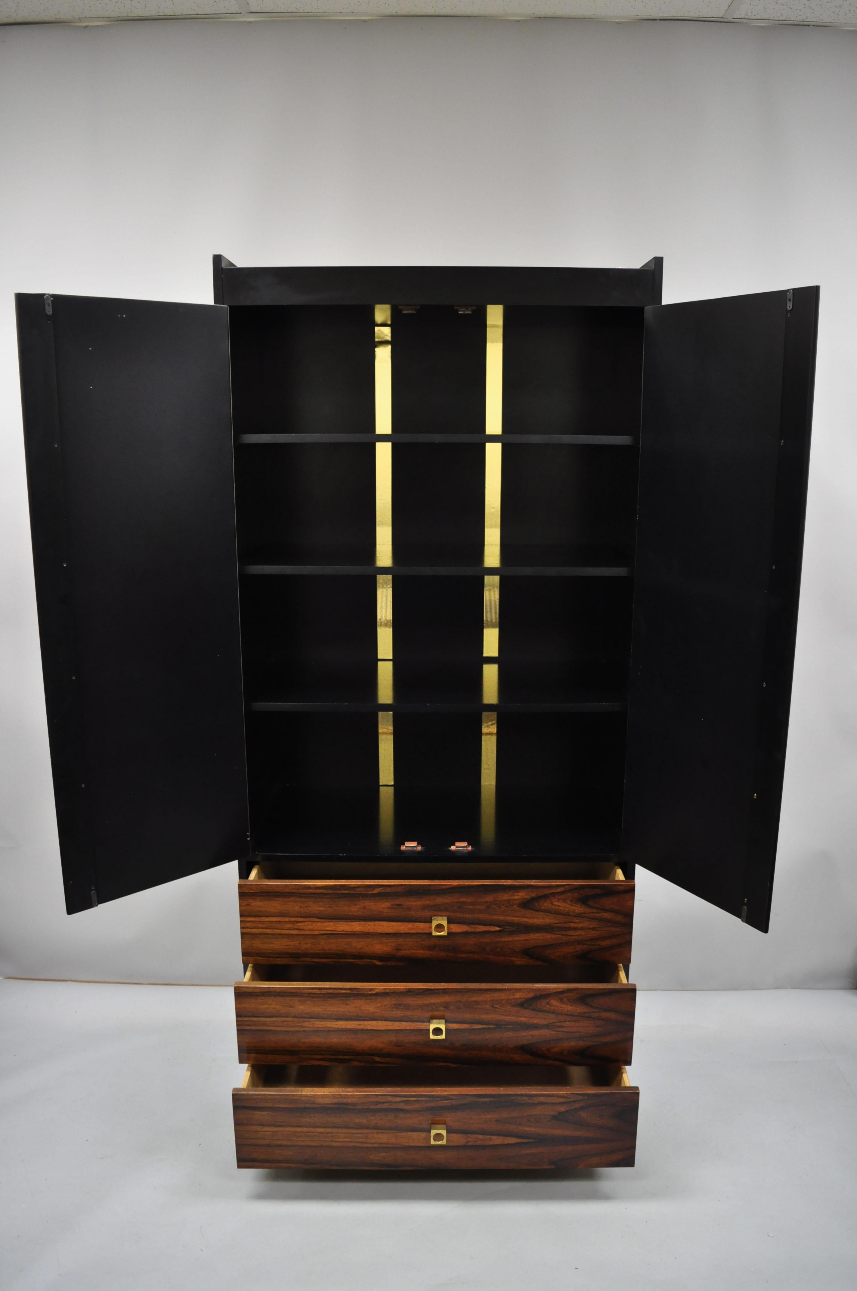 Mid-Century Modern Rosewood Black Laminate John Stuart Style Wardrobe Cabinet B 1