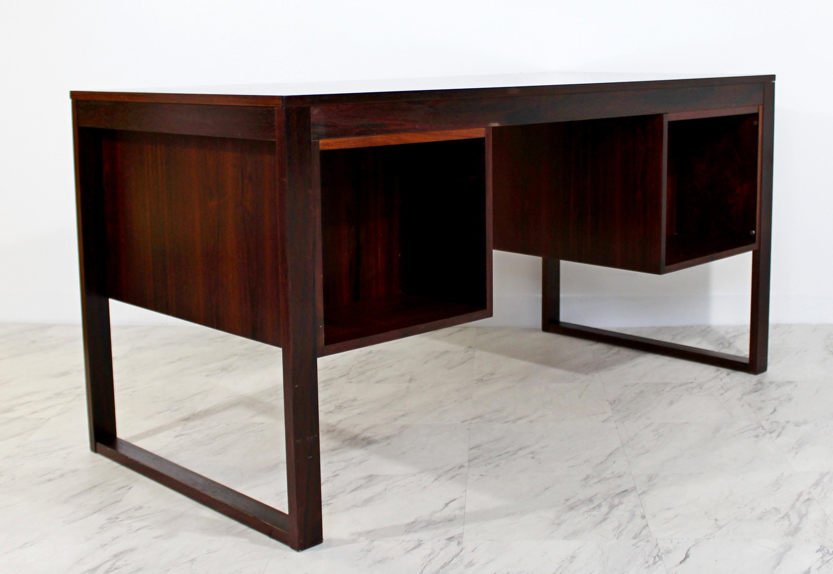 Mid-Century Modern Rosewood Brass Desk Dyrlund Denmark, Gunni Omann Attributed 4