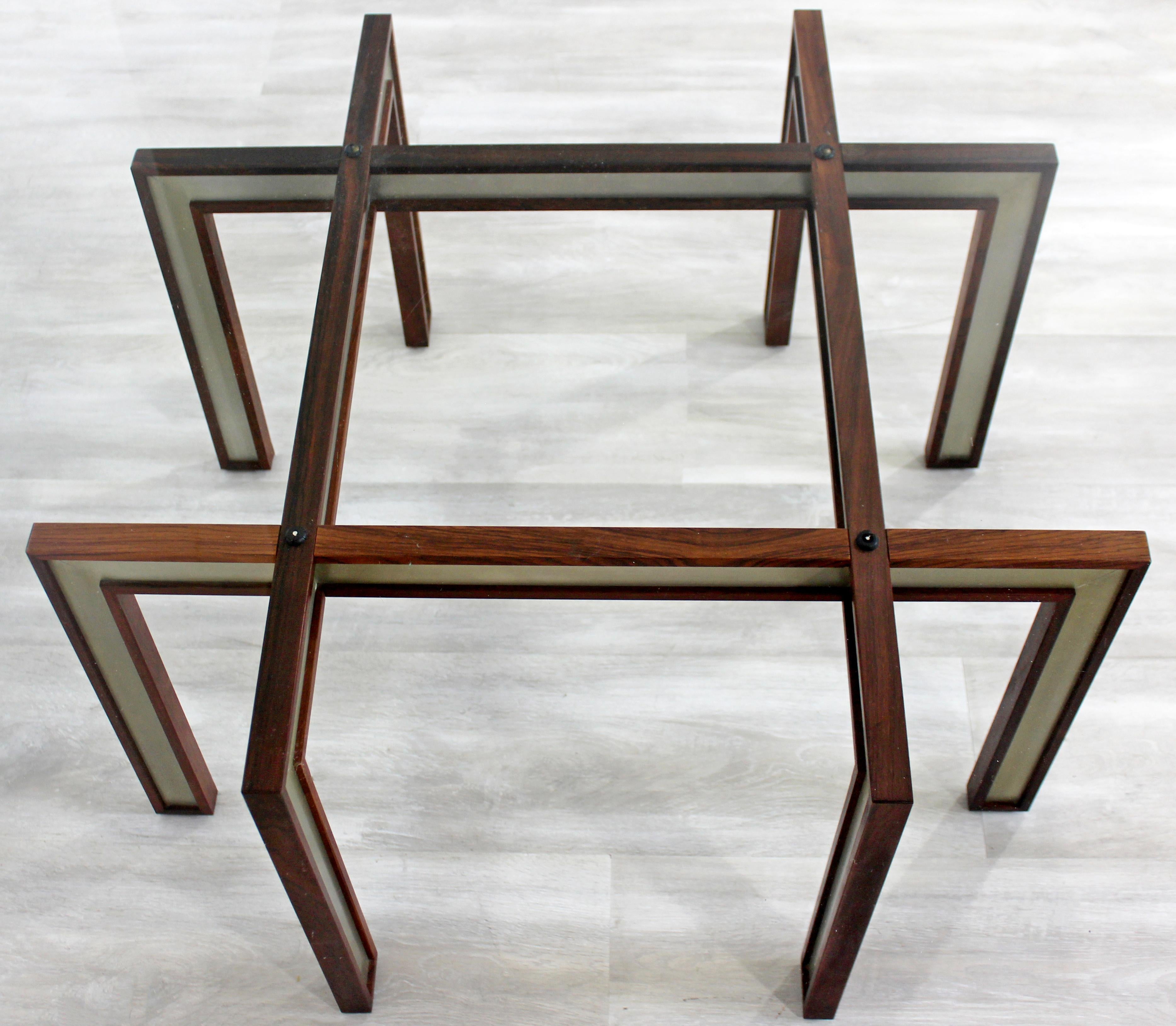 Mid-20th Century Mid-Century Modern Rosewood Brushed Steel Coffee Table Henning Korch Danish