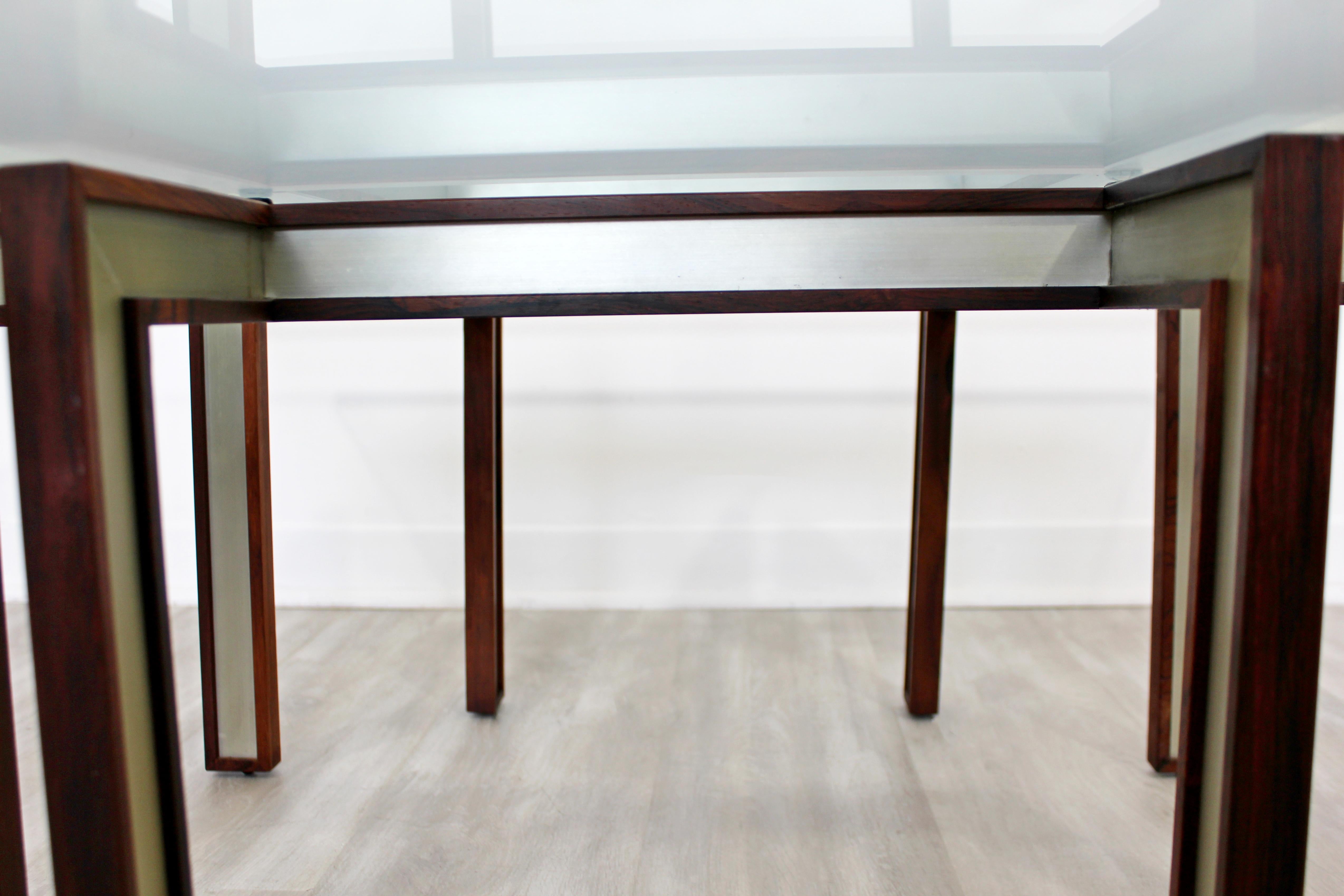 Mid-Century Modern Rosewood Brushed Steel Coffee Table Henning Korch Danish 1