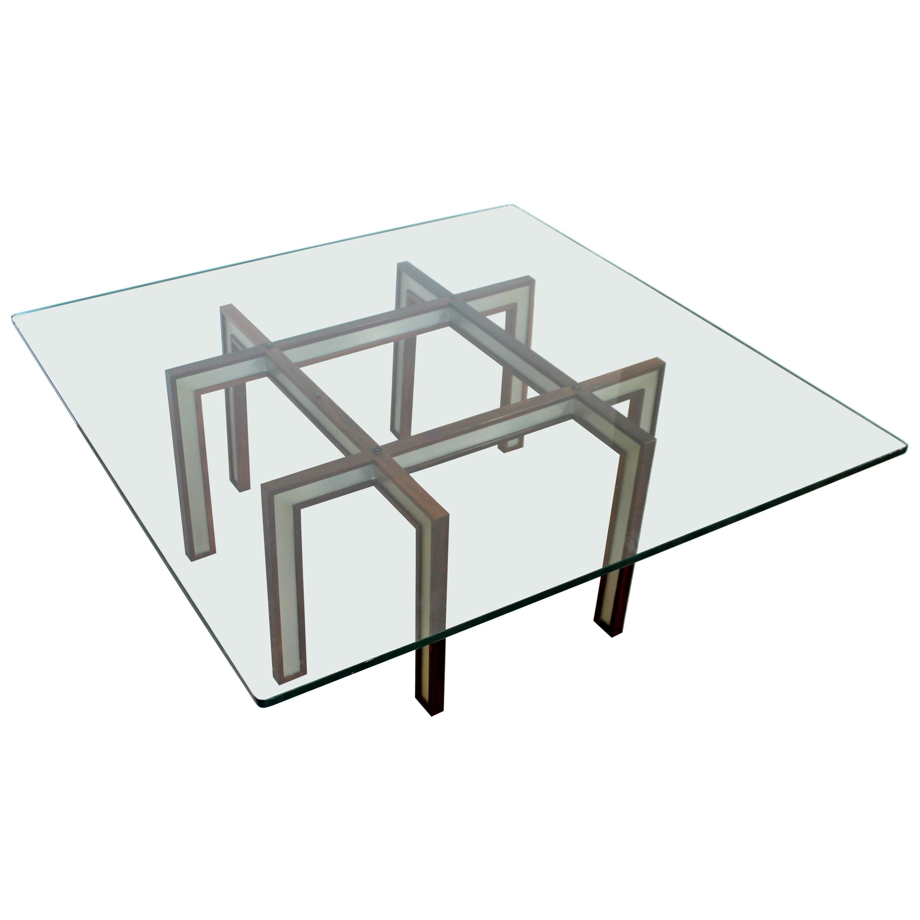 Mid-Century Modern Rosewood Brushed Steel Coffee Table Henning Korch Danish