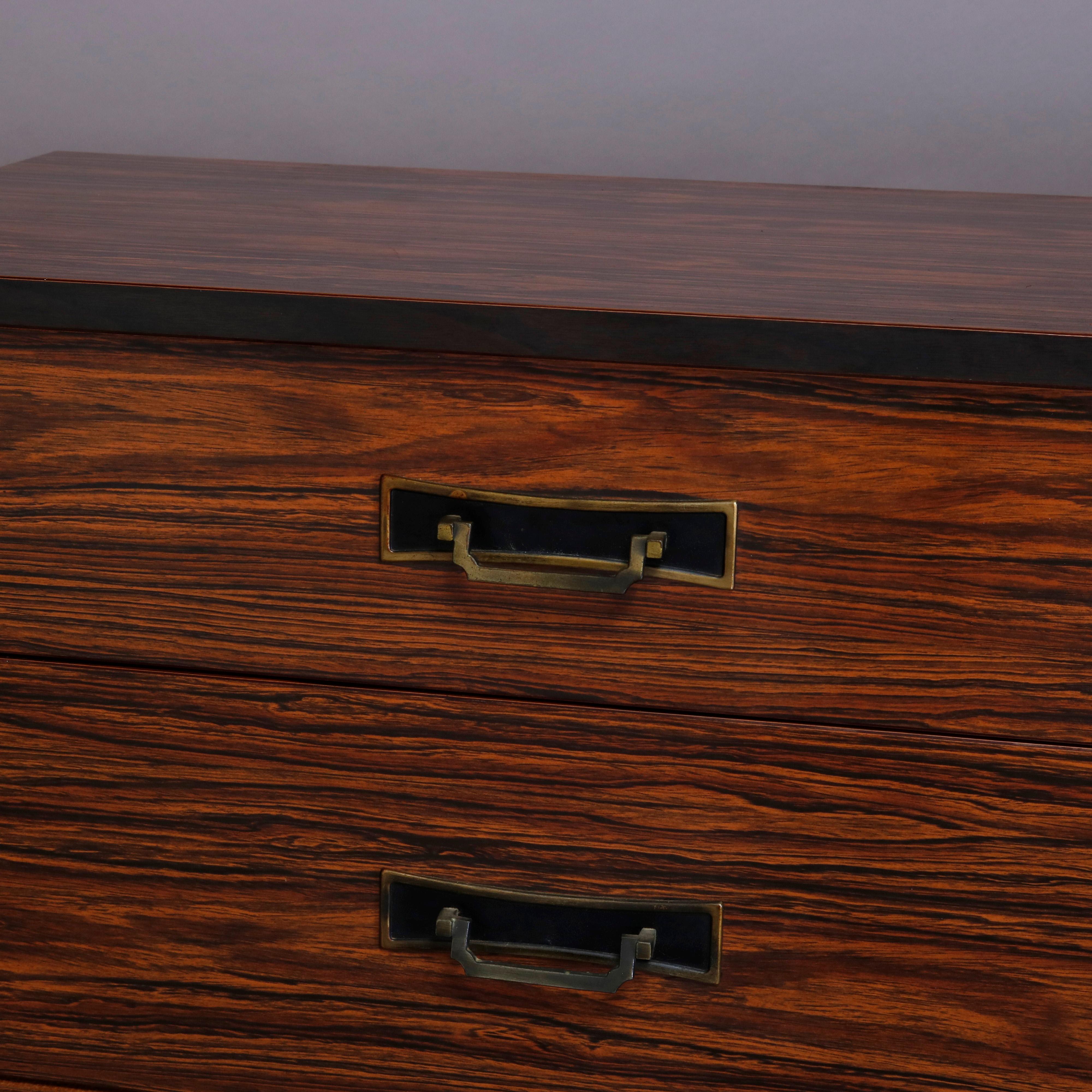 Carved Mid-Century Modern Rosewood Chest of Drawers, 20th Century