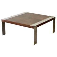 Mid century modern Rosewood chrome square coffee table