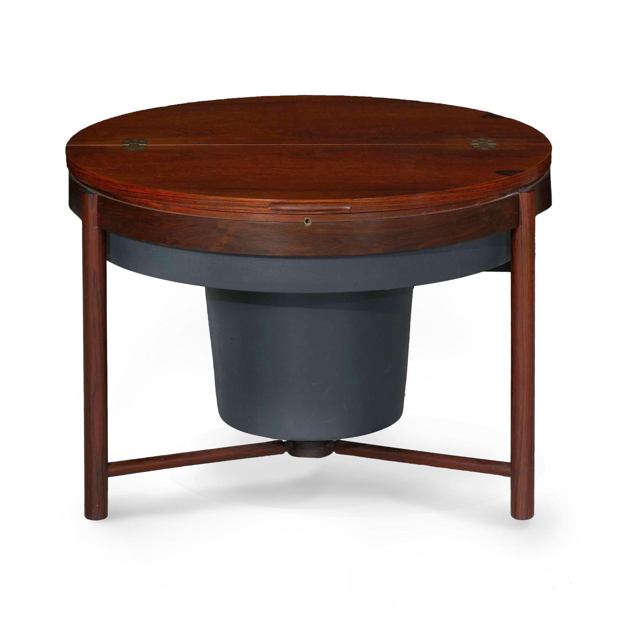 MODERN ROSEWOOD COCKTAIL SERVING BAR TABLE
Designed by Rolf Rastad and Adolf Relling, Norway, circa 1960s; with two stamps 