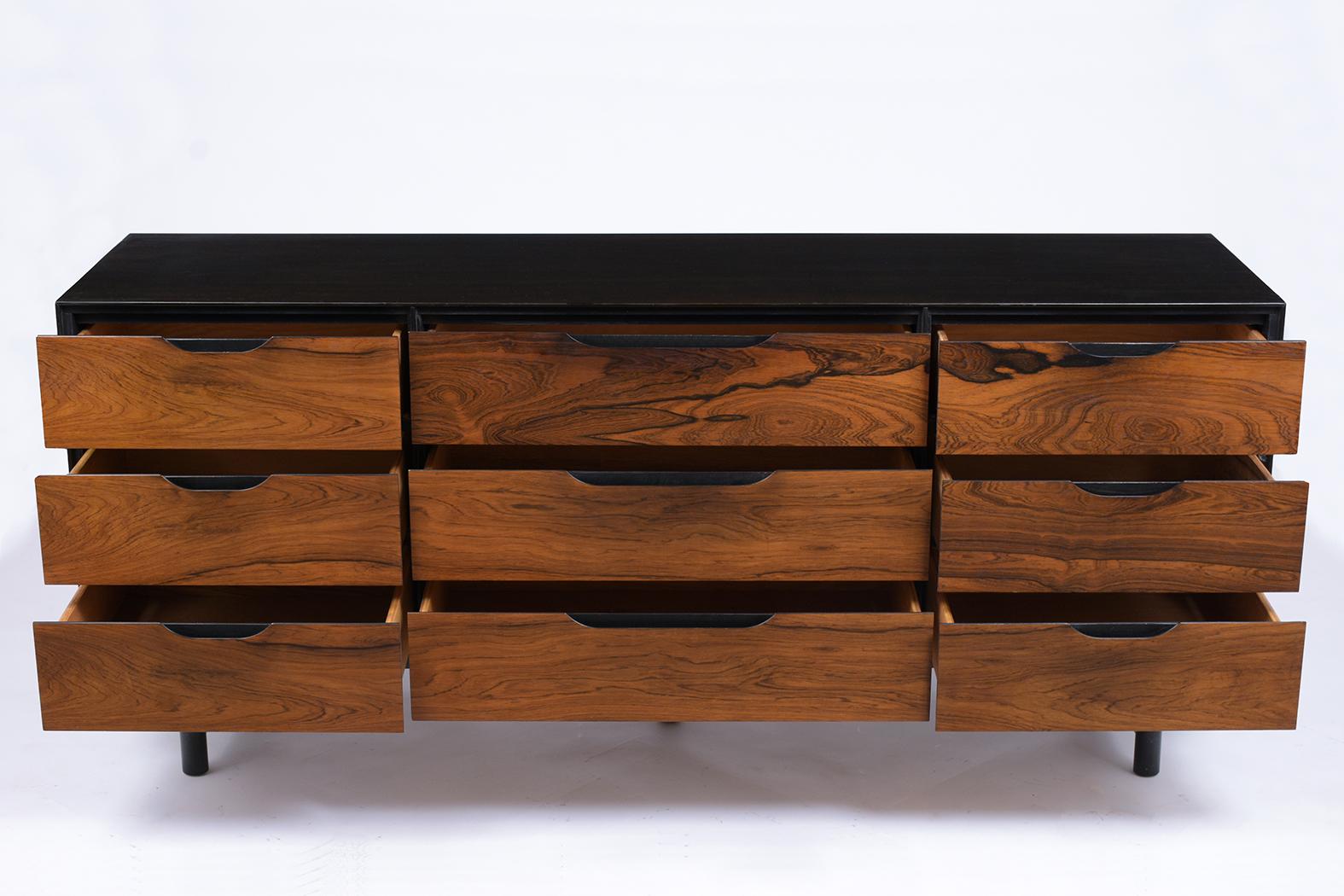 Carved Mid-Century Modern Rosewood Credenza