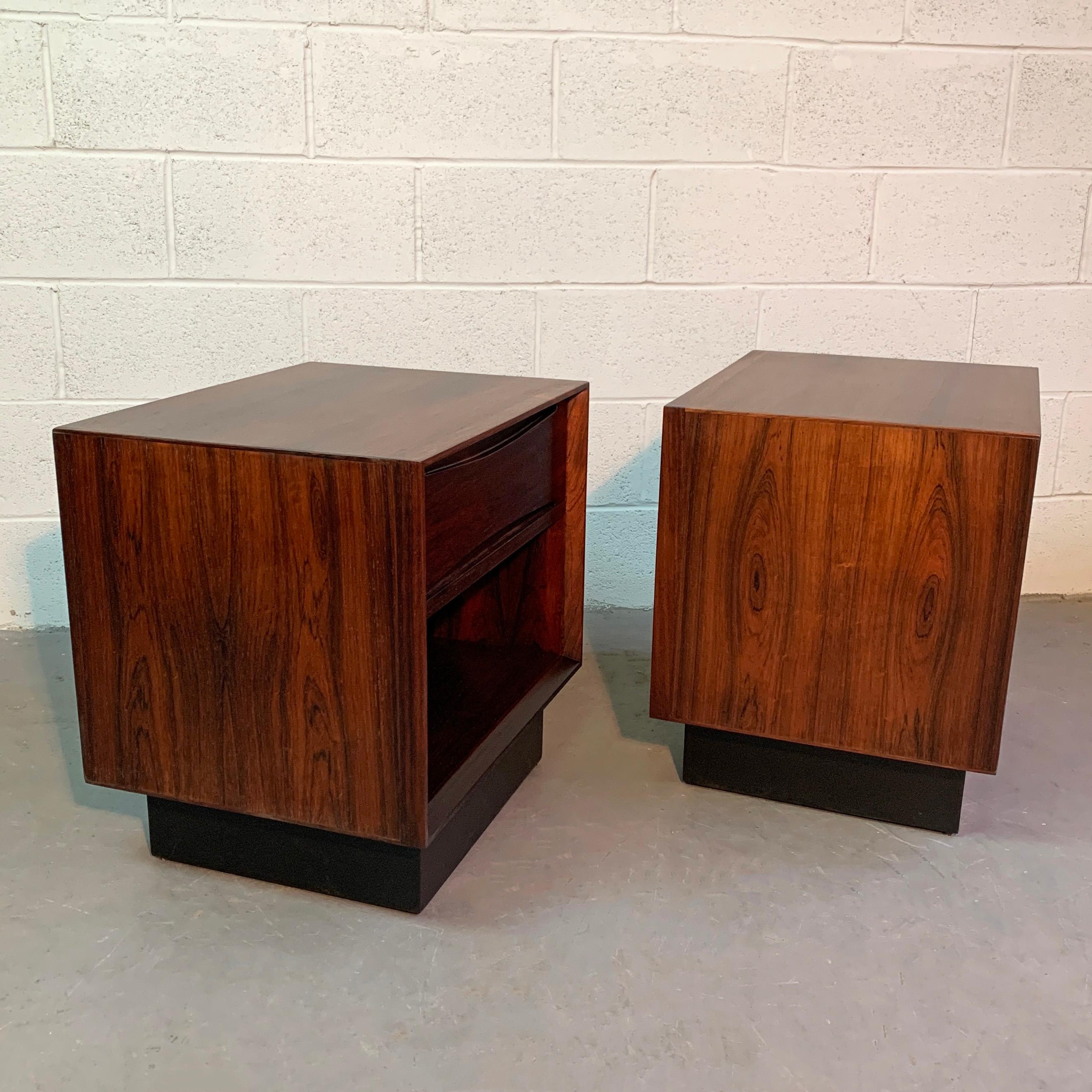 20th Century Mid-Century Modern Rosewood Cube Nightstands