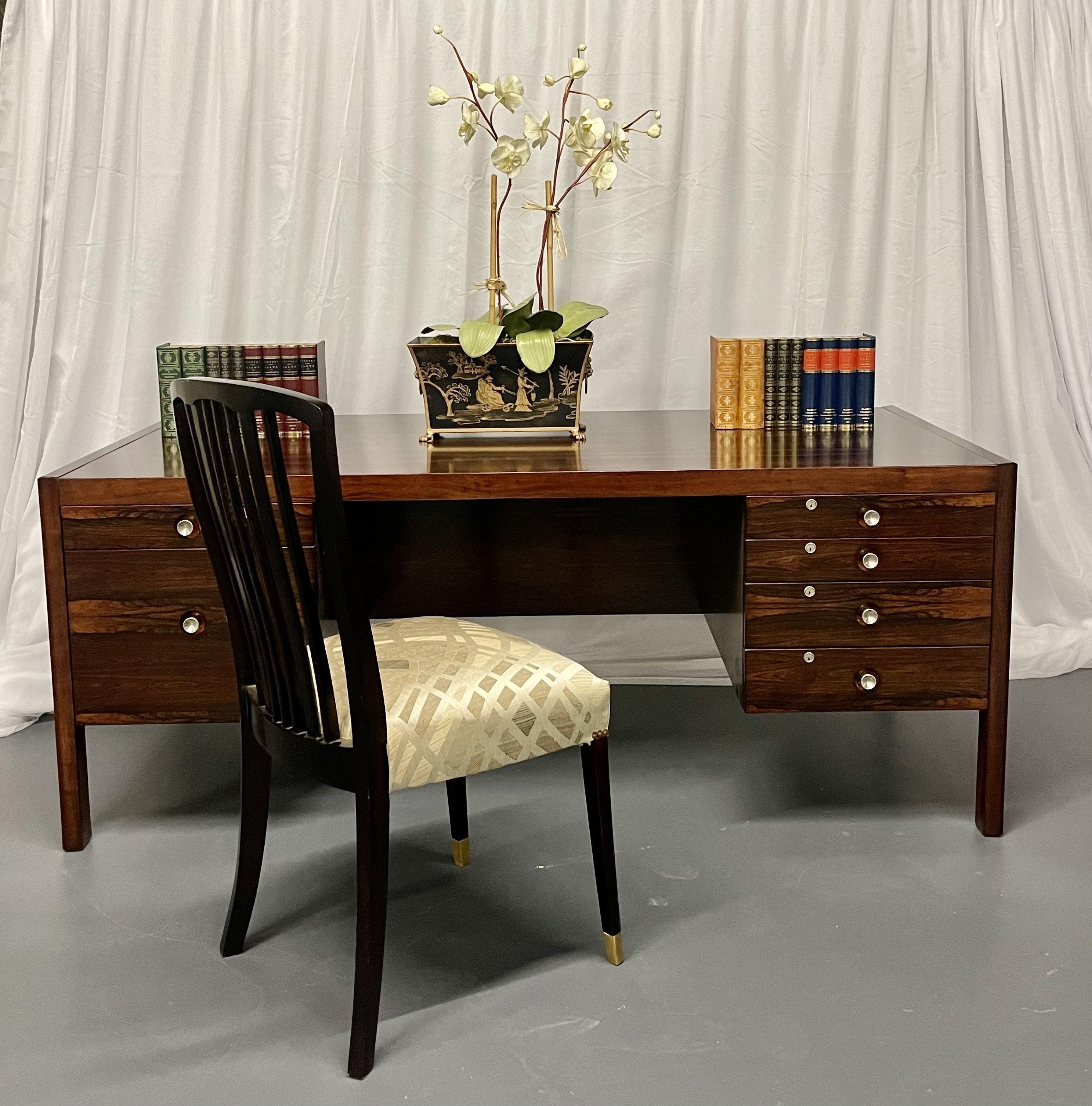 Mid-Century Modern Rosewood Desk, Finn Juhl Style, Refinished, Danish In Good Condition In Stamford, CT