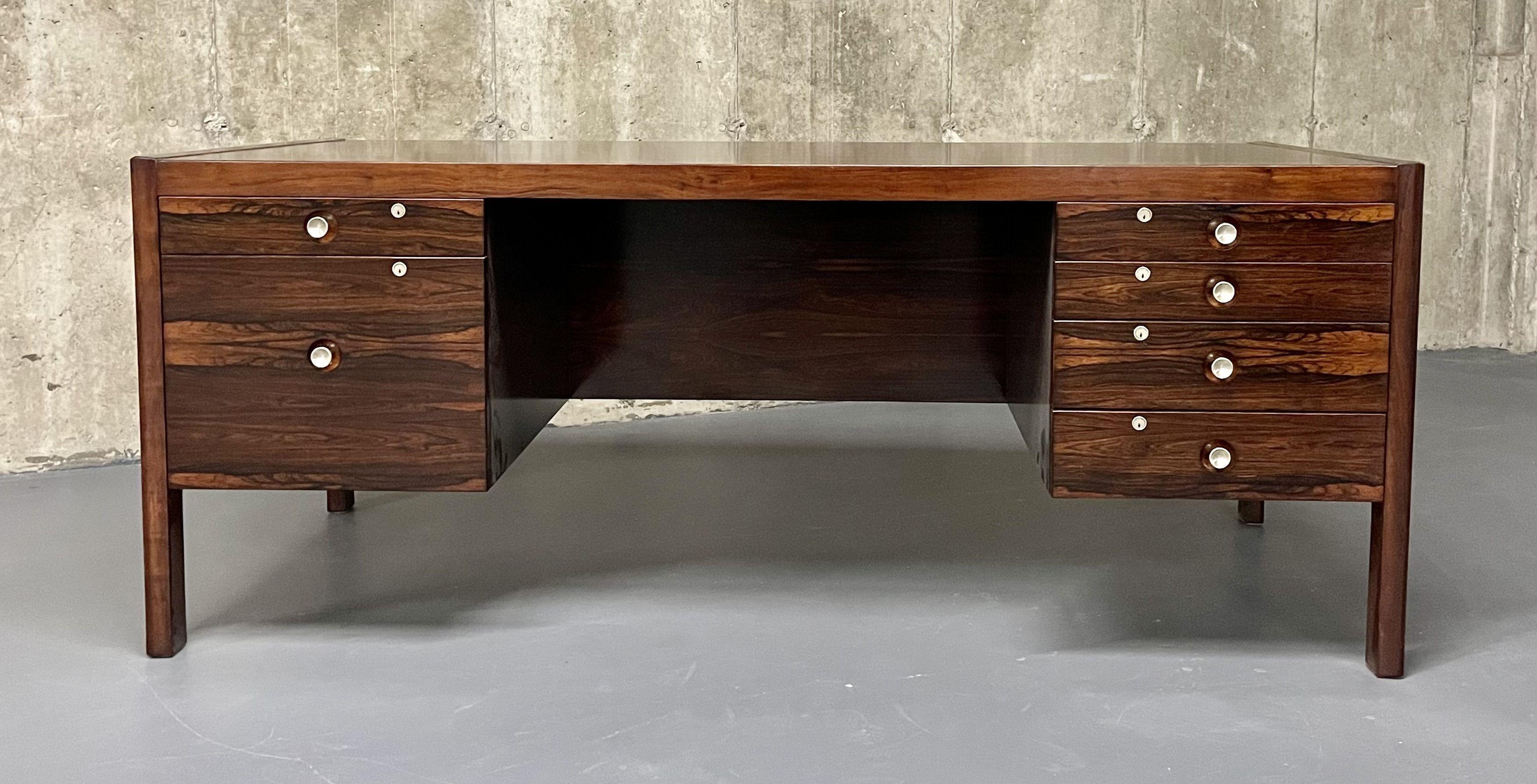 20th Century Mid-Century Modern Rosewood Desk, Finn Juhl Style, Refinished, Danish