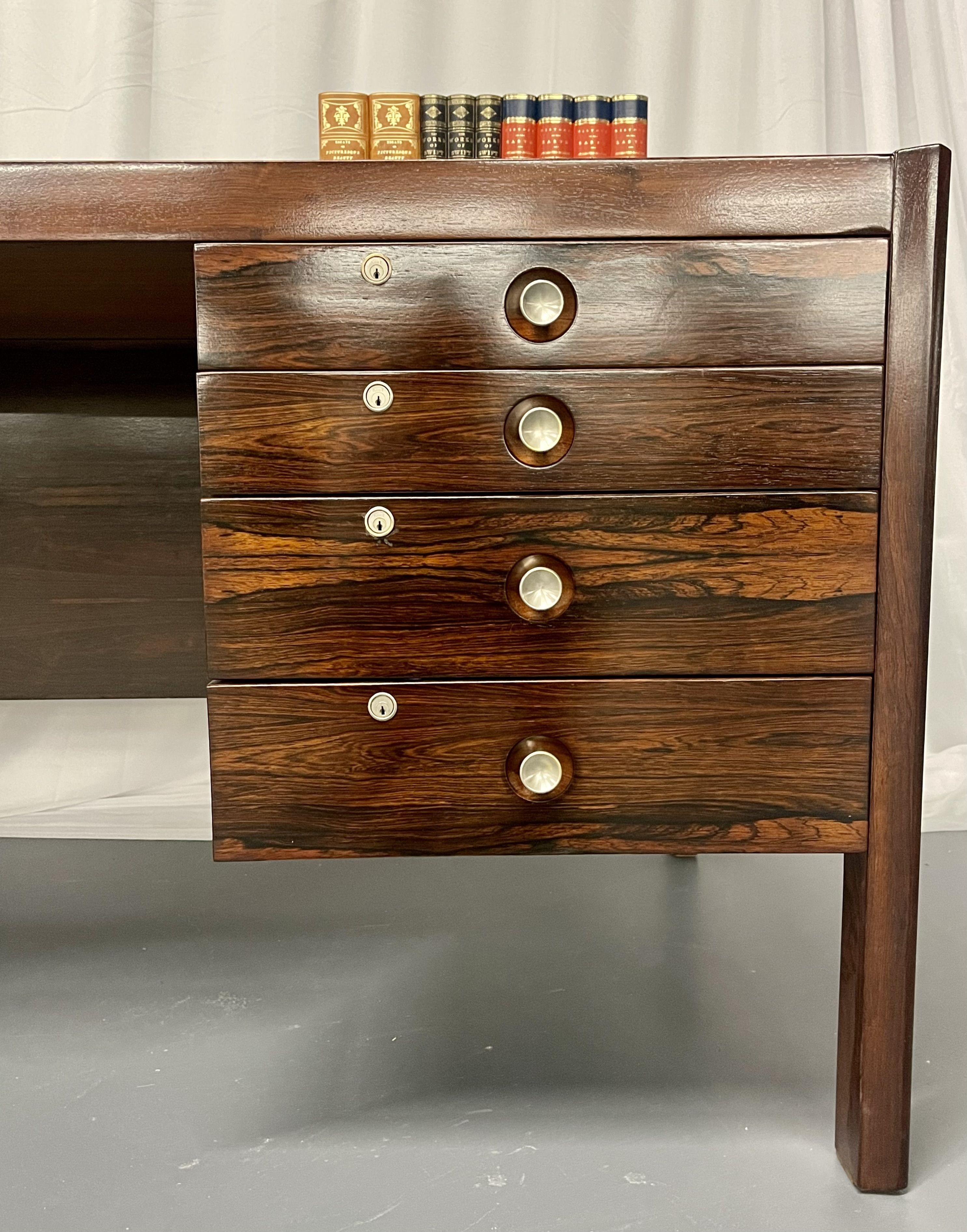 Mid-Century Modern Rosewood Desk, Finn Juhl Style, Refinished, Danish 3