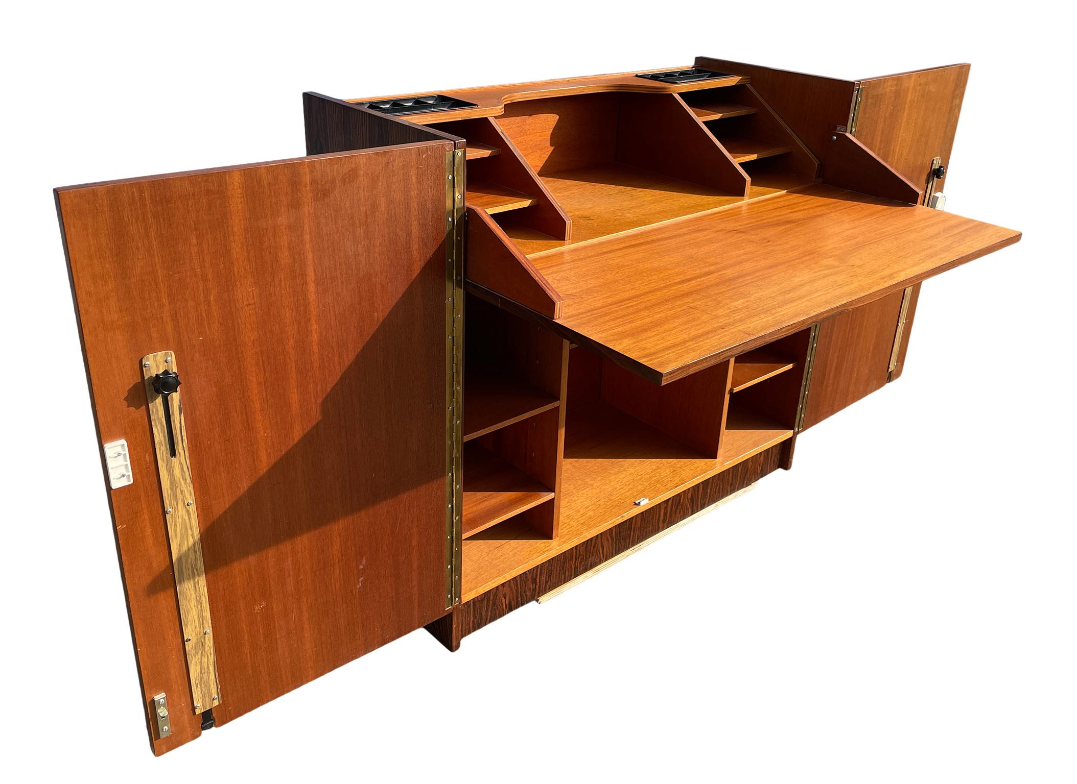 20th Century Mid-Century Modern Rosewood Desk Magic Box Made in Brazil with Key