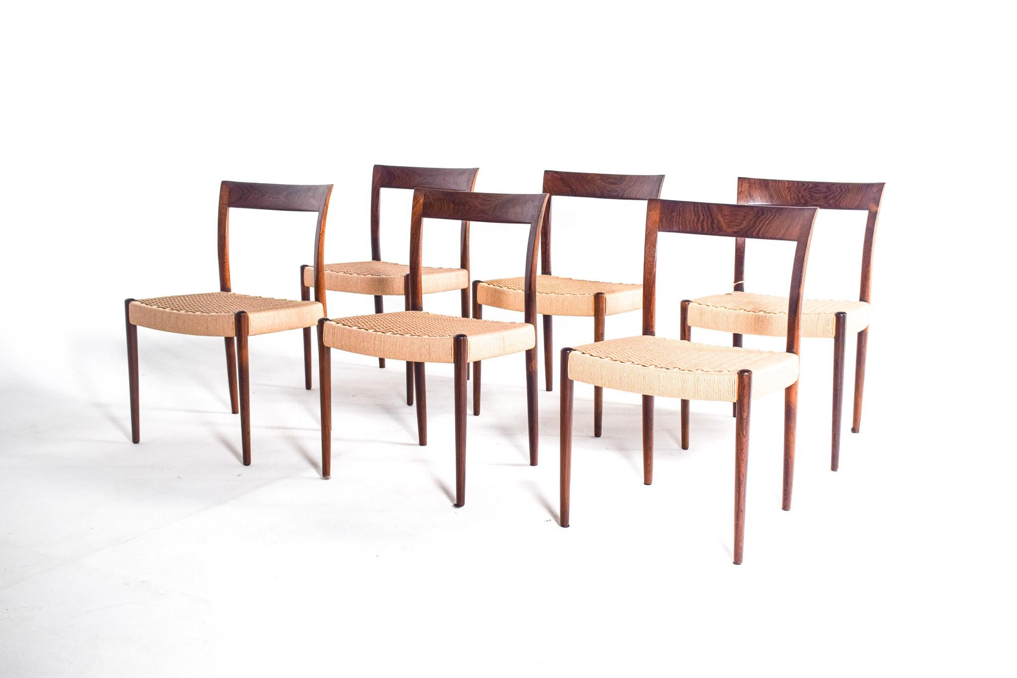 Danish Mid Century Modern Rosewood Dining Chairs by Soren Willadsem for Vejen, 1960S For Sale