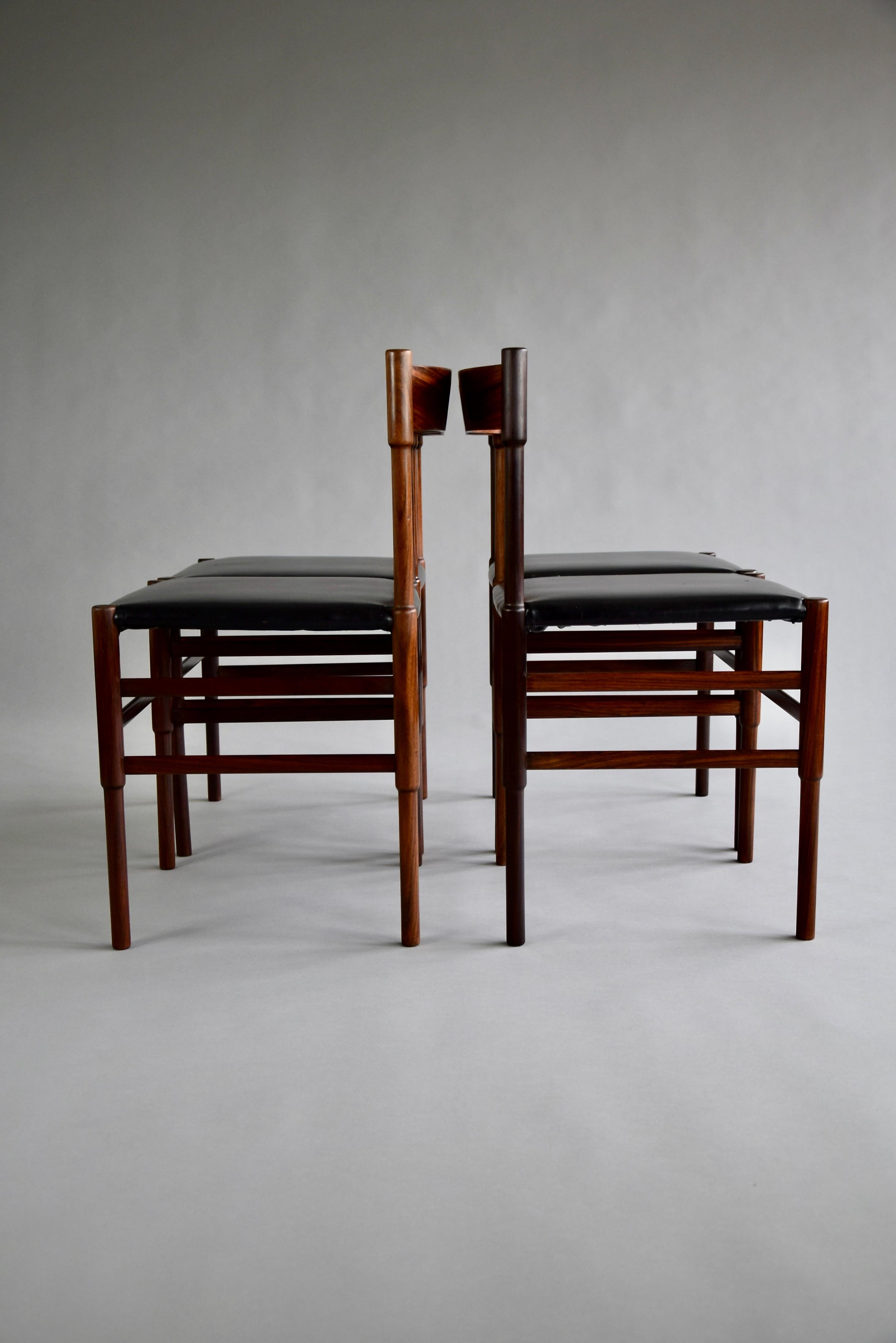 Mid-Century Modern Jatoba Dining Chairs In Good Condition For Sale In Weesp, NL