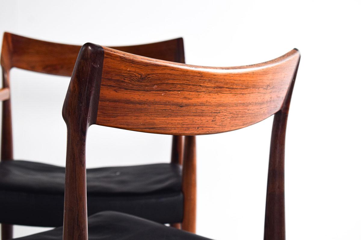 Sedie da pranzo moderne di metà secolo in legno di palissandro realizzate da Soro Stolefabrik, set di sei in vendita 1