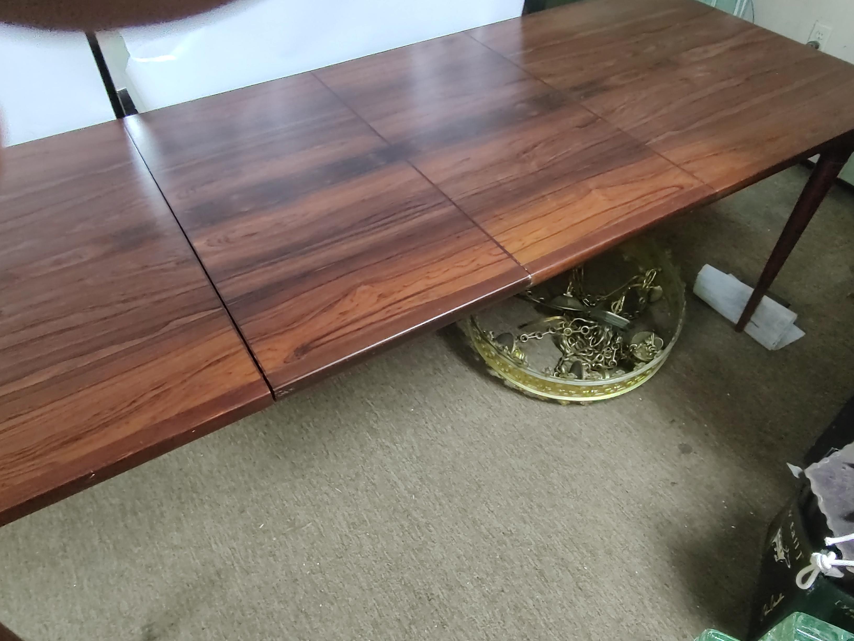 Mid Century Modern Rosewood Dining Table 2 Leafs by Seffle Sweden 4