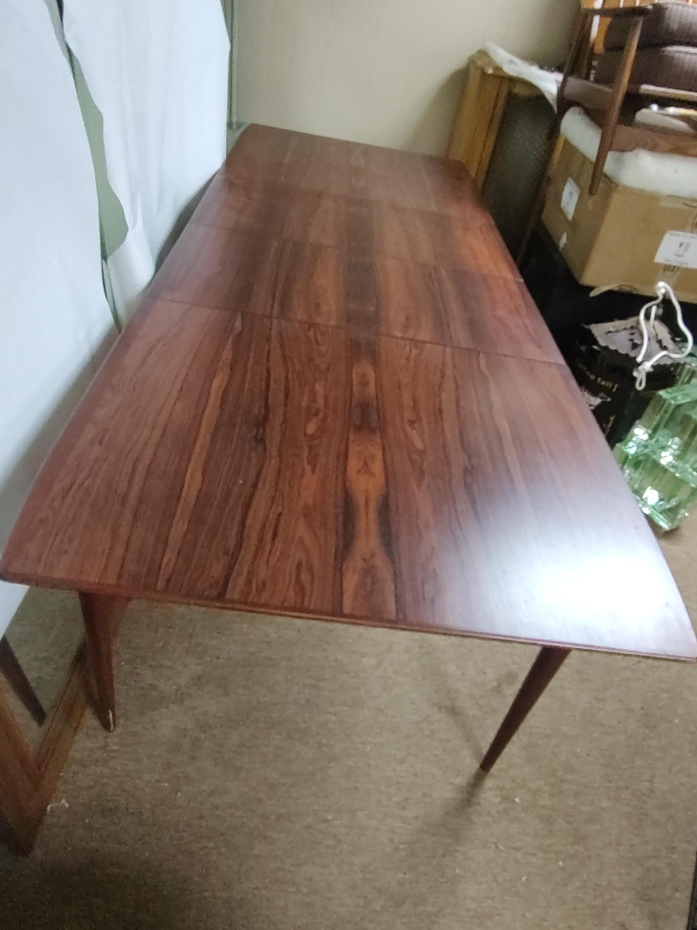 Mid Century Modern Rosewood Dining Table 2 Leafs by Seffle Sweden 5