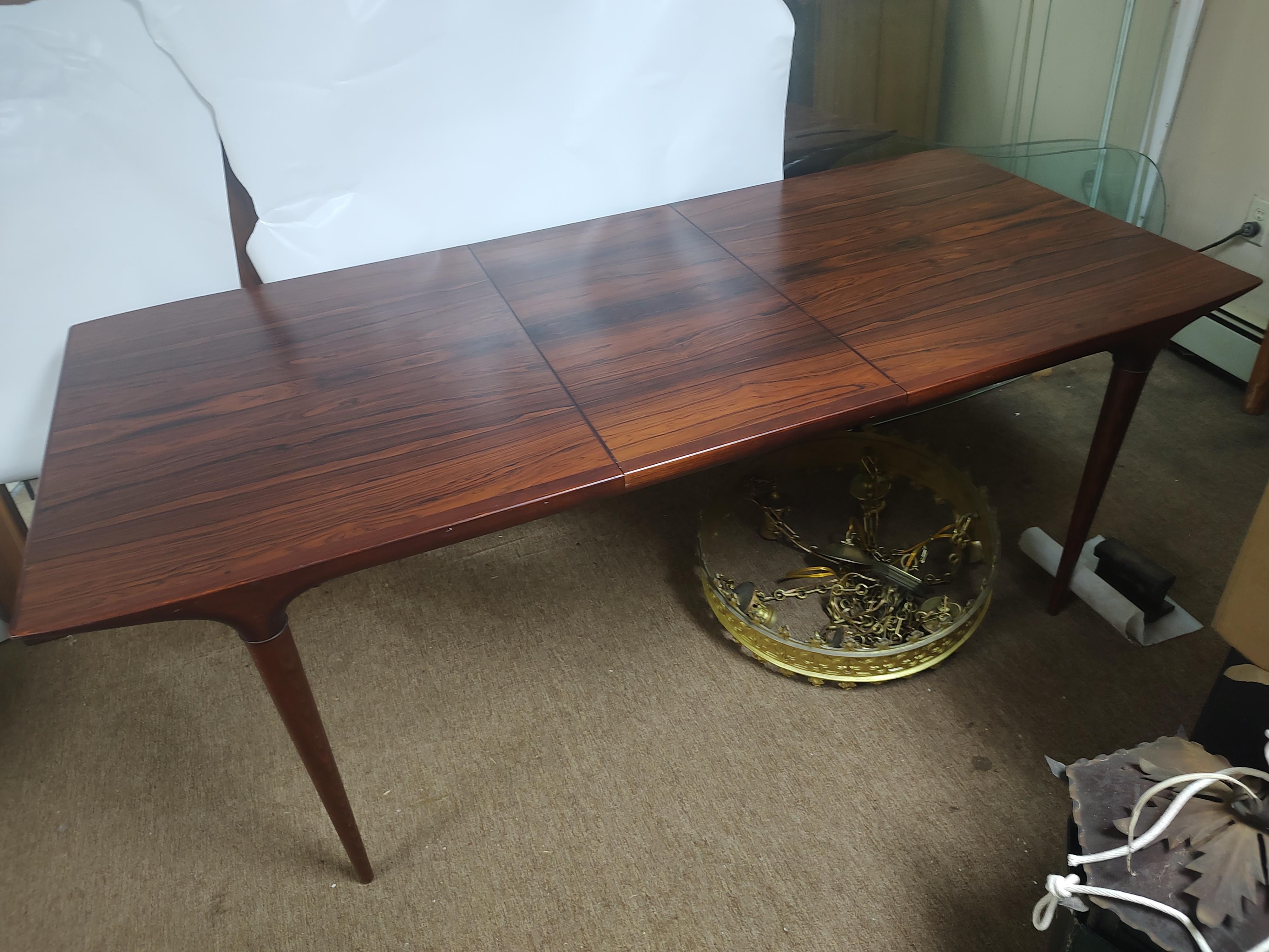 Mid Century Modern Rosewood Dining Table 2 Leafs by Seffle Sweden 2