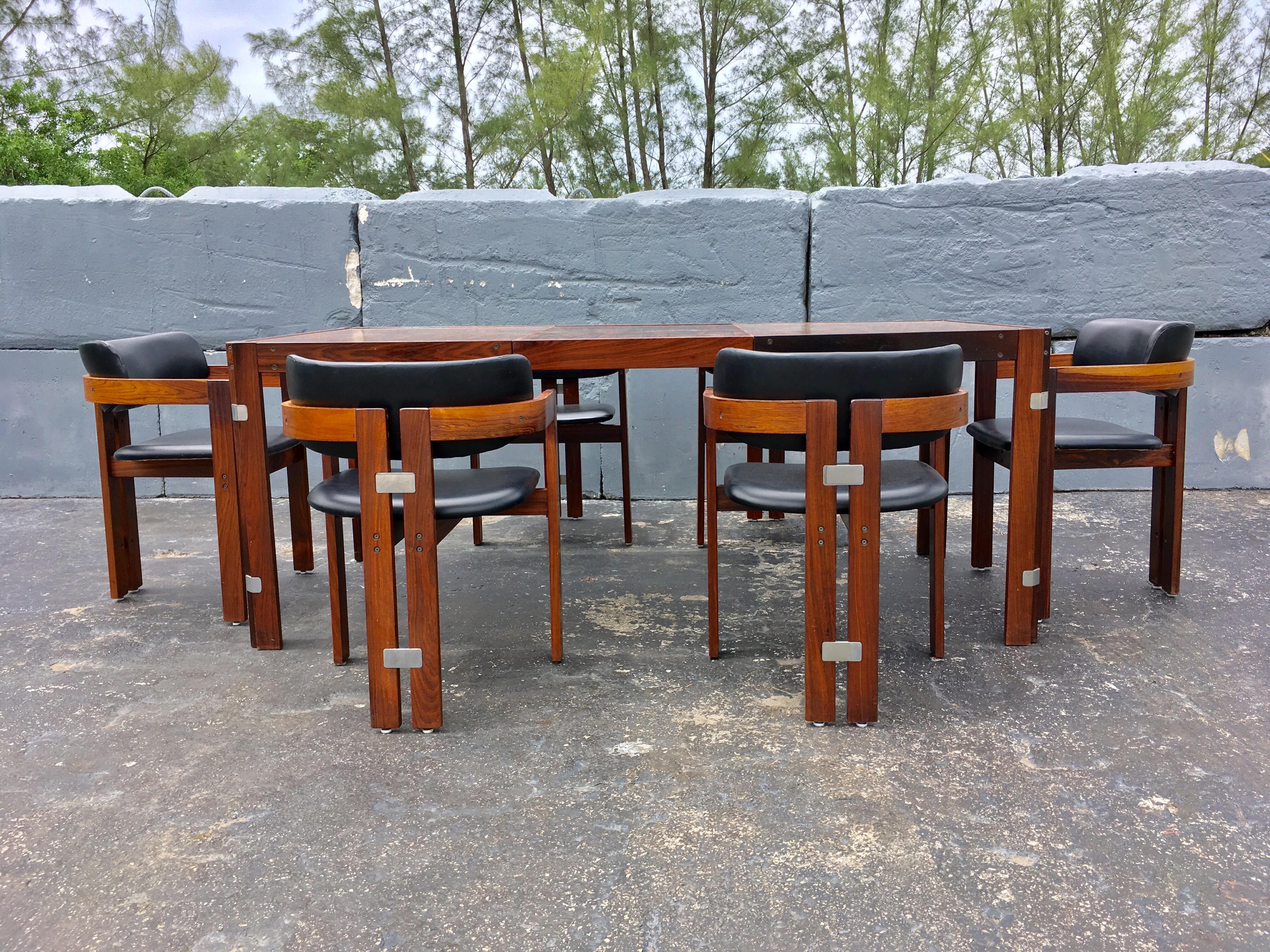 Metal Mid-Century Modern Rosewood Dining Table