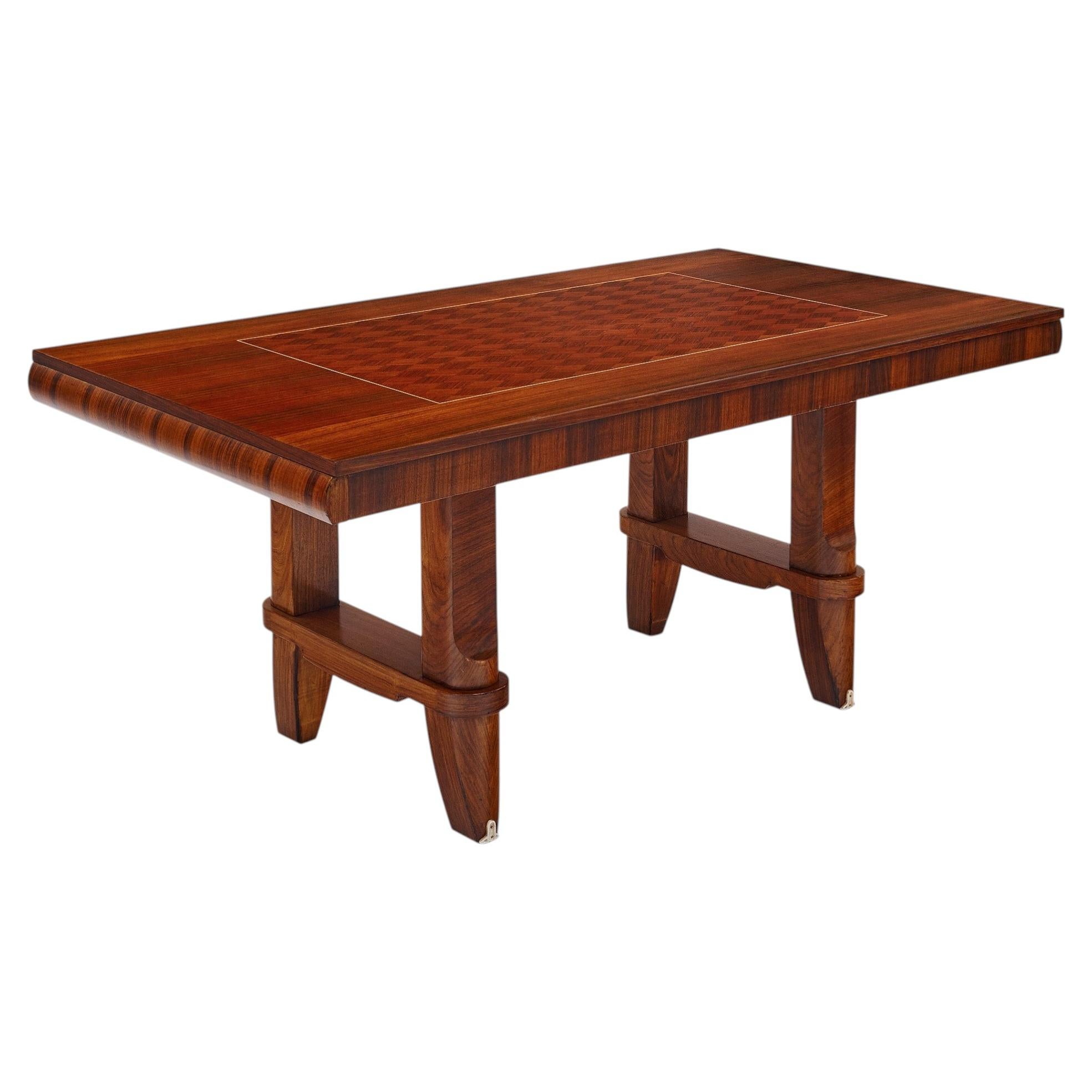 Mid-Century Modern Rosewood Dining Table with Lemon Wood Inlay
