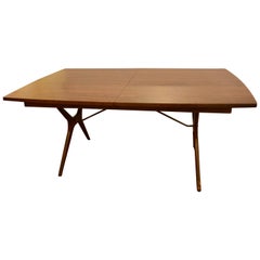 Mid-Century Modern Rosewood Dining Table with Two Leaves by R Way Furniture