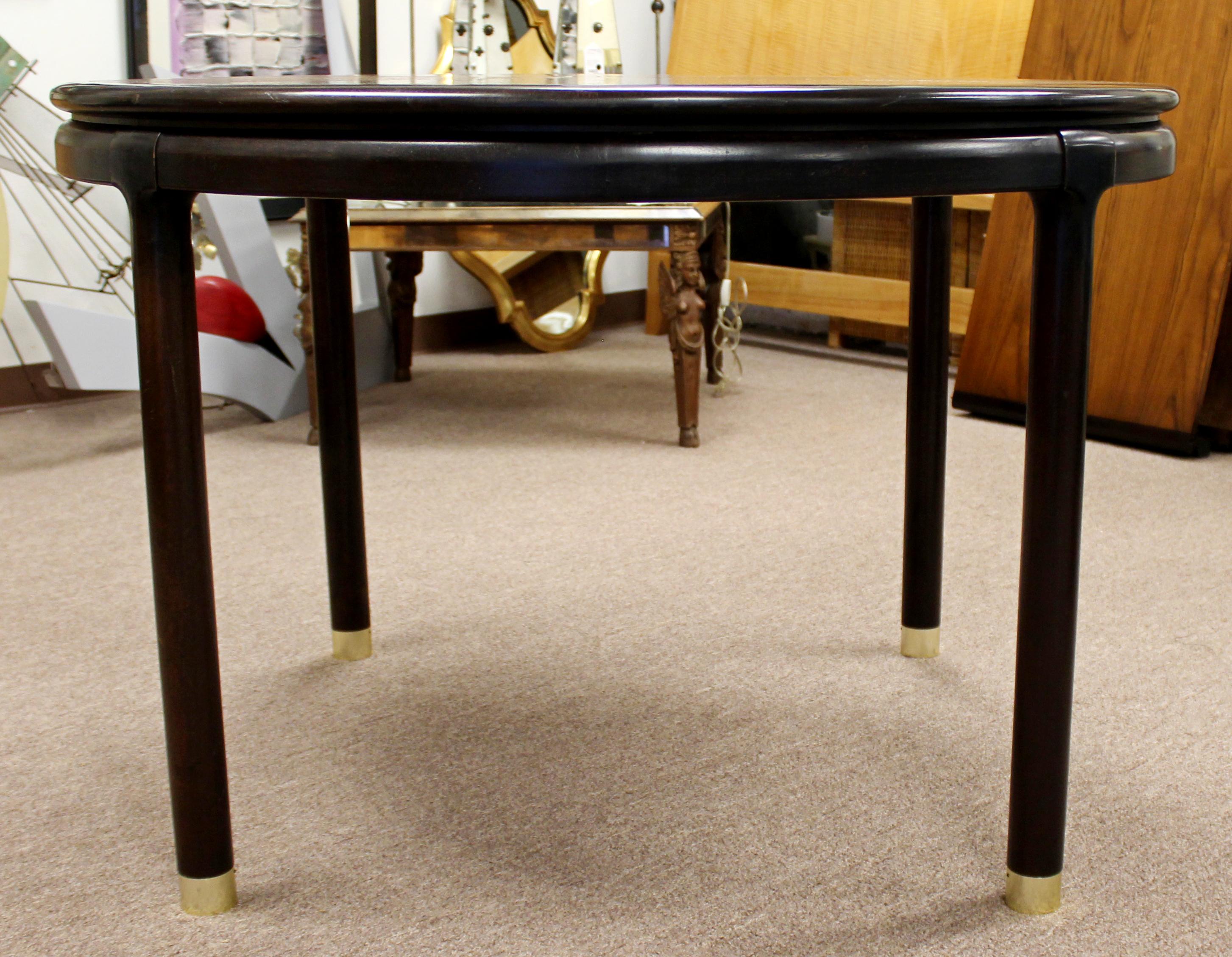 Mid-Century Modern Rosewood Expandable Dining Dinette Table Dunbar Baker Style In Good Condition In Keego Harbor, MI