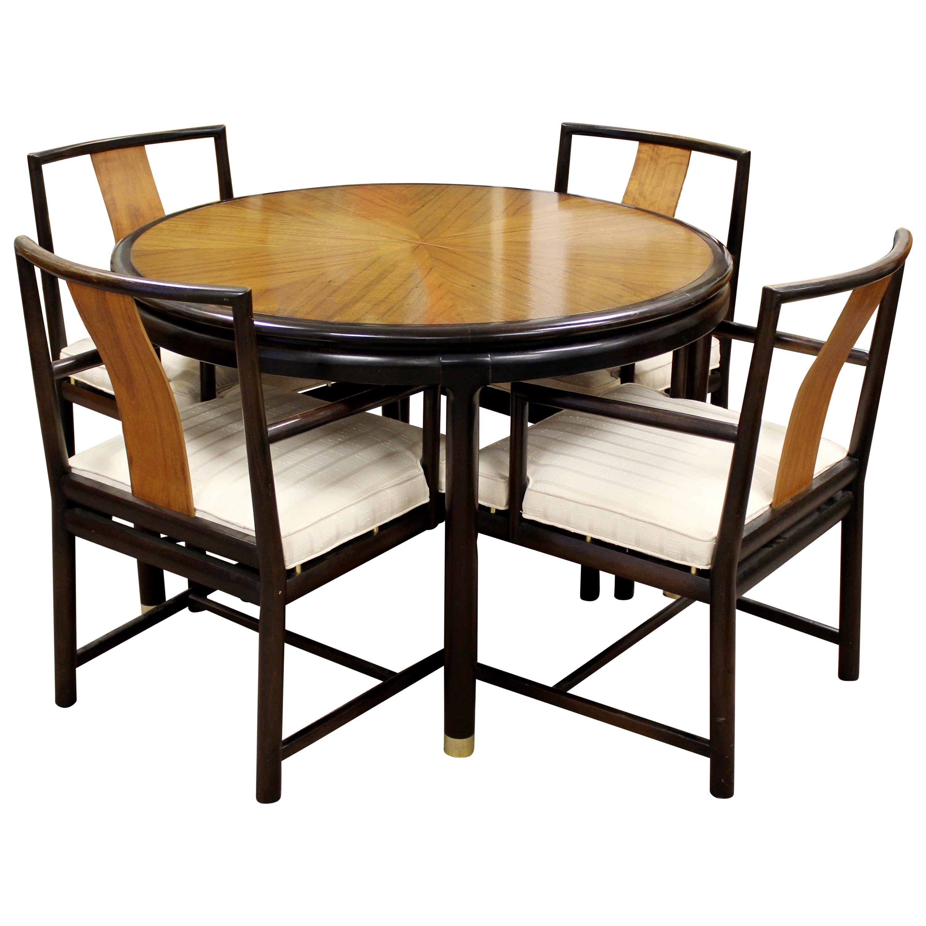 Mid-Century Modern Rosewood Expandable Dining Set 4 Armchairs and Table Dunbar