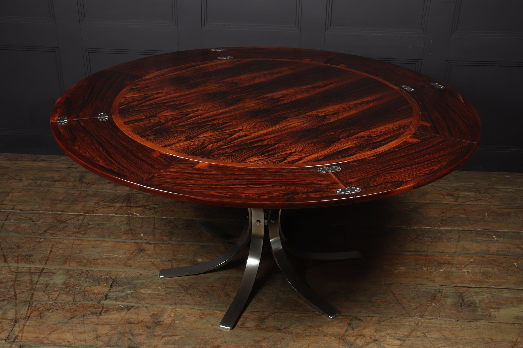 Mid century Modern Rosewood Flip Flap Lotus Dining Table by Dyrlund 5