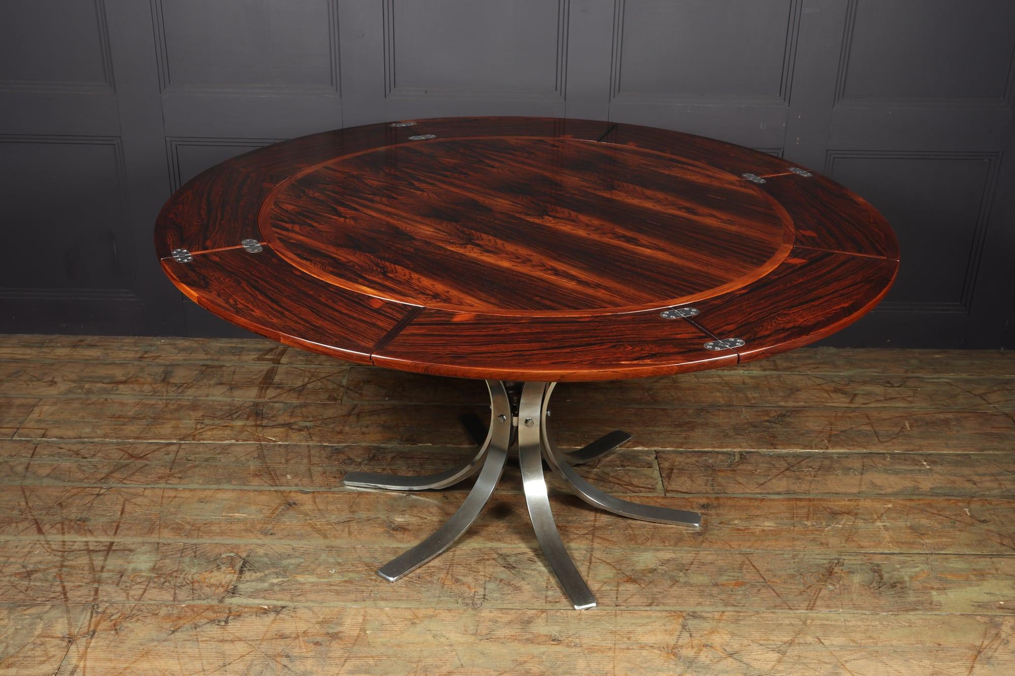 Mid century Modern Rosewood Flip Flap Lotus Dining Table by Dyrlund 6