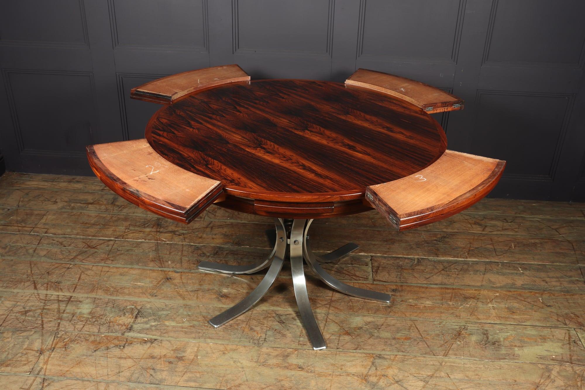 Mid century Modern Rosewood Flip Flap Lotus Dining Table by Dyrlund 10