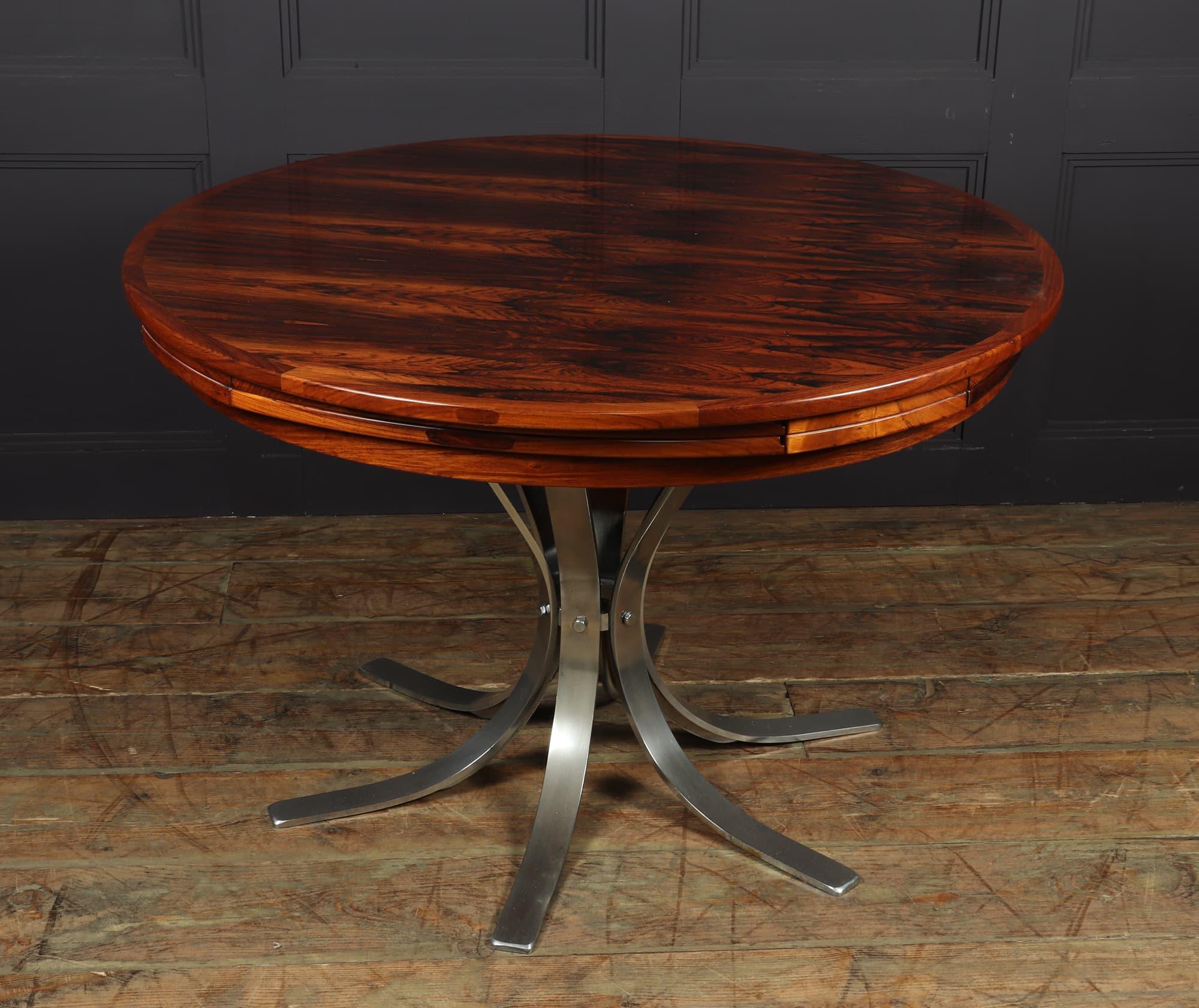 Danish Mid century Modern Rosewood Flip Flap Lotus Dining Table by Dyrlund