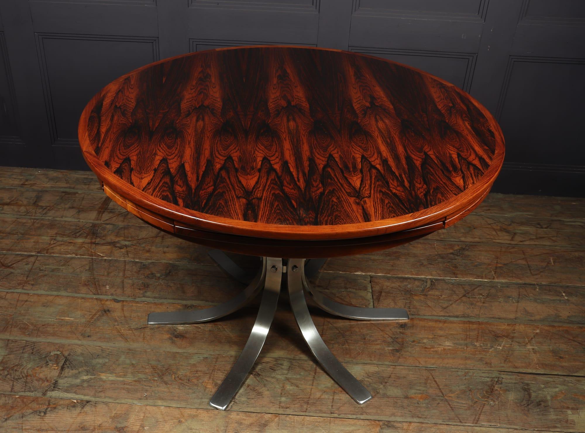 Mid century Modern Rosewood Flip Flap Lotus Dining Table by Dyrlund 1