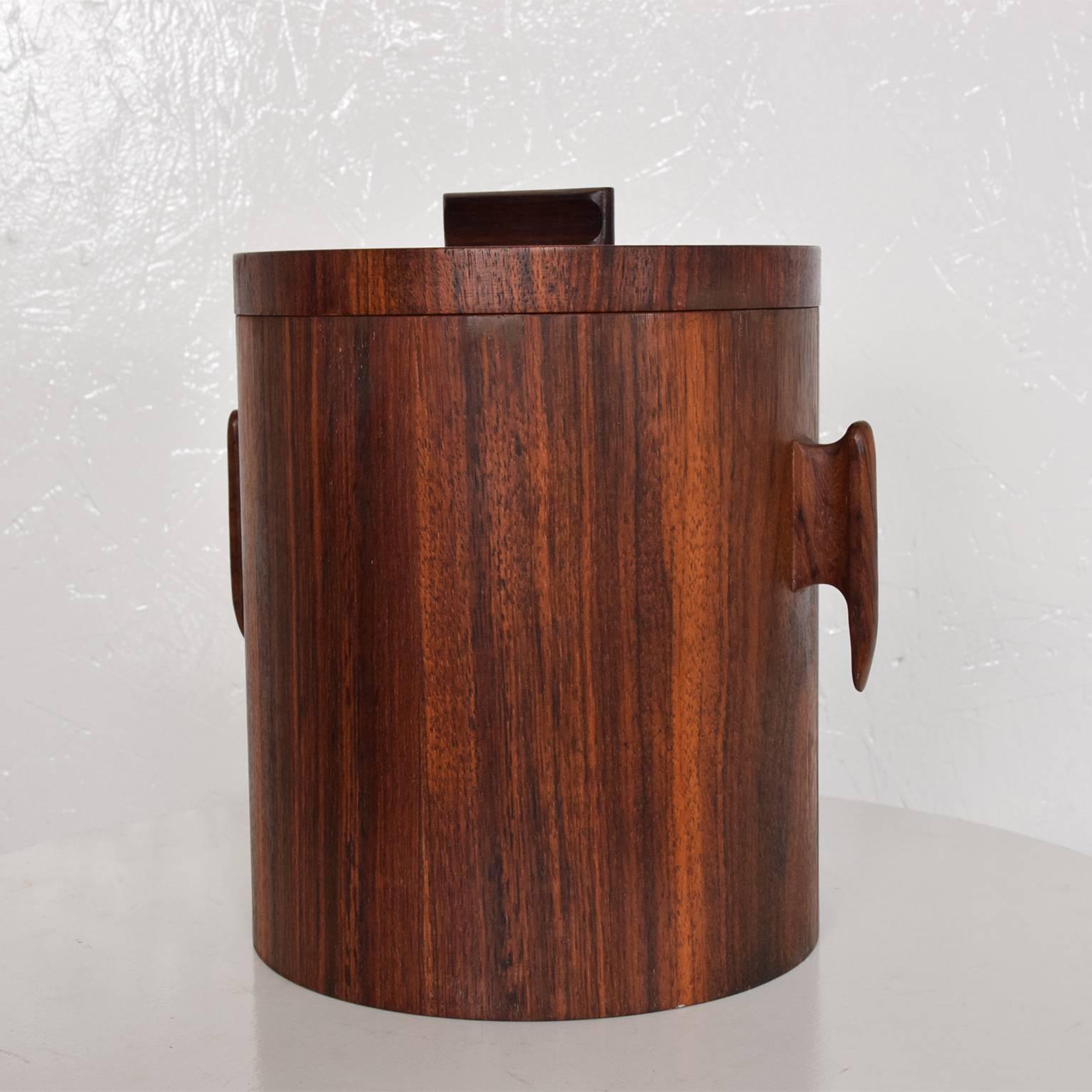 Oiled Mid-Century Modern Rosewood Ice Bucket, in the Style of Jean Gillon