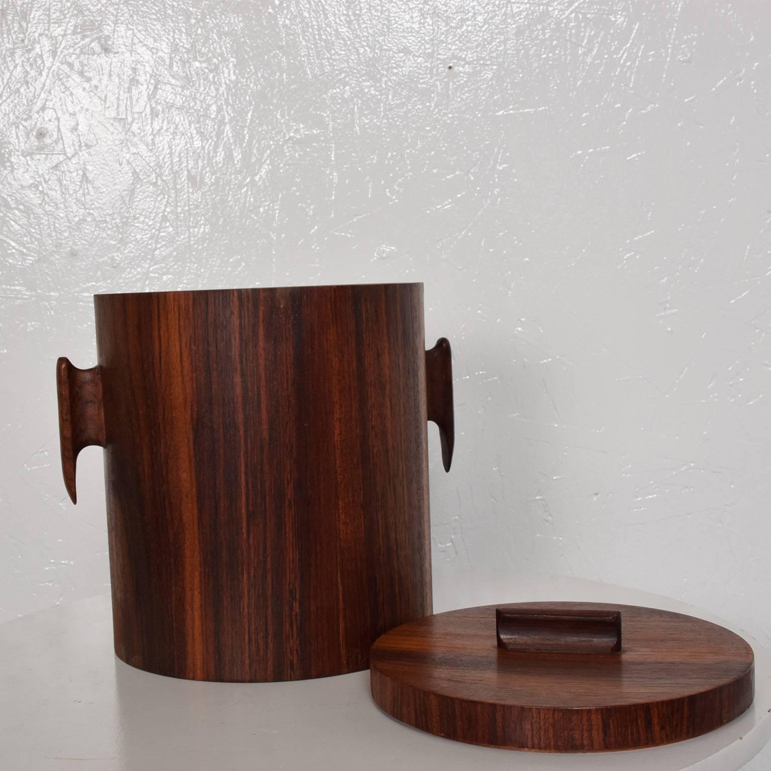 Mid-Century Modern Rosewood Ice Bucket, in the Style of Jean Gillon 1