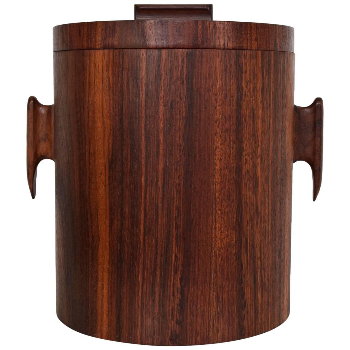Mid-Century Modern Rosewood Ice Bucket, in the Style of Jean Gillon