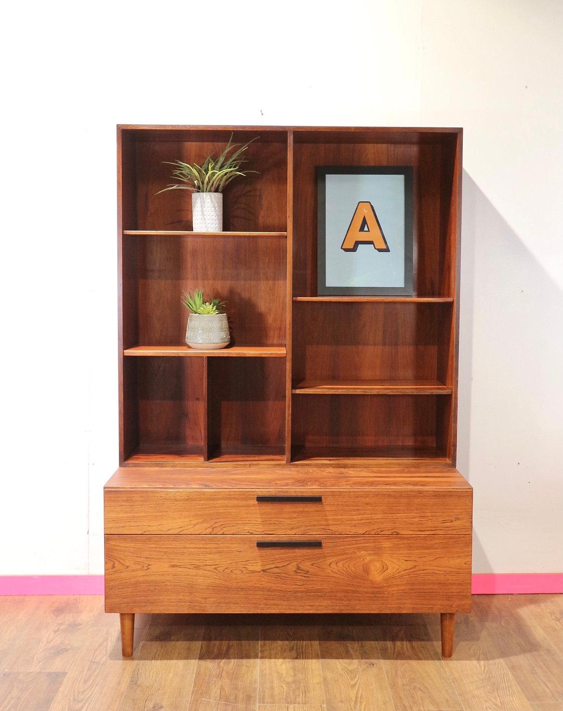Mid Century Modern Rosewood Kofod Larsen Display China Cabinet Bookcase Danish 3