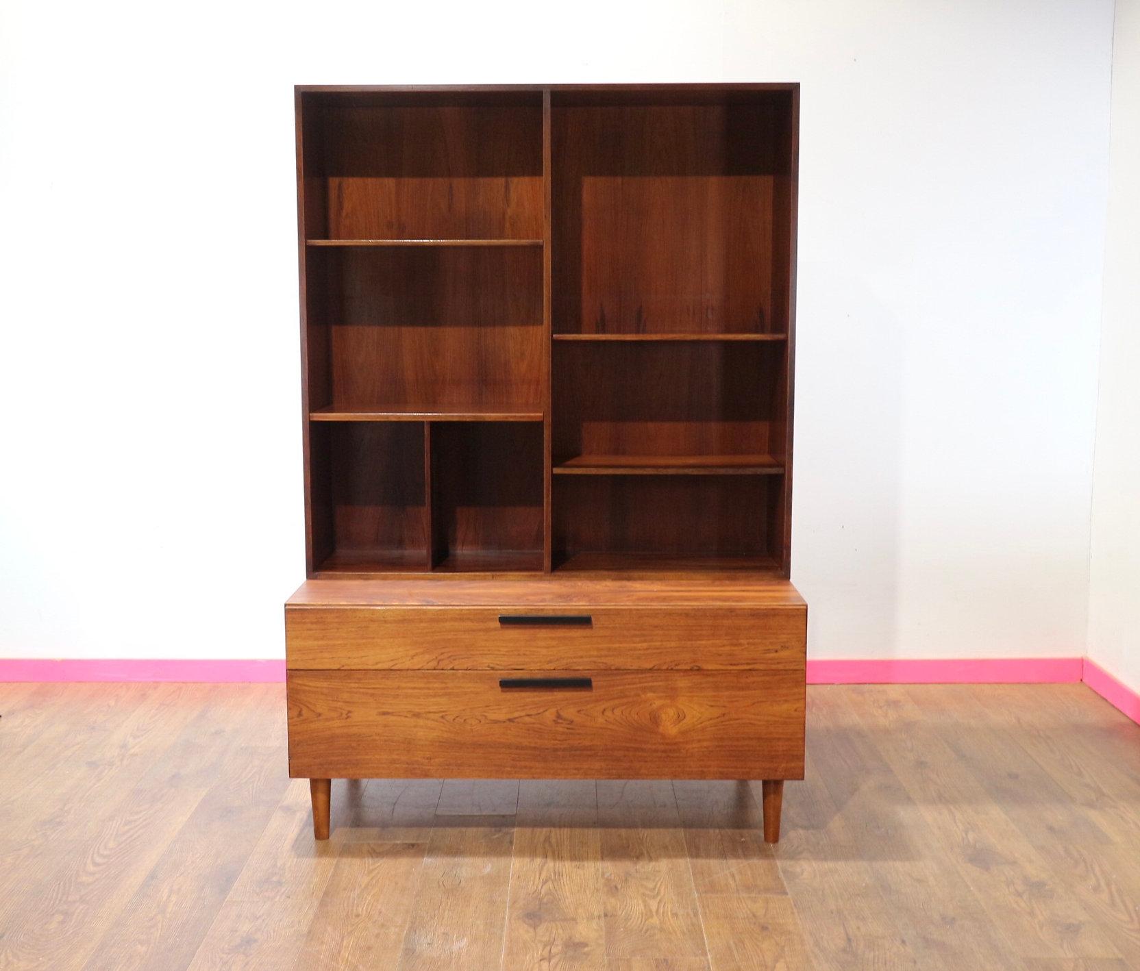 Mid Century Modern Rosewood Kofod Larsen Display China Cabinet Bookcase Danish 4