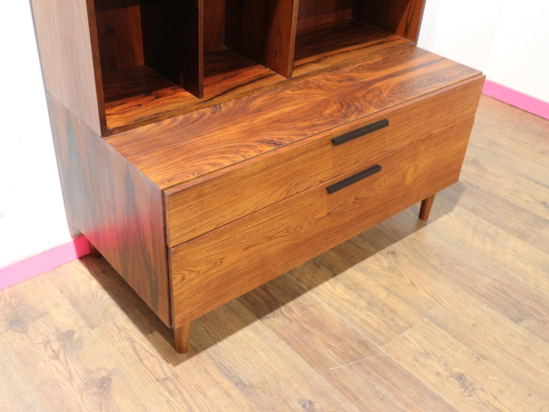 Teak Mid Century Modern Rosewood Kofod Larsen Display China Cabinet Bookcase Danish