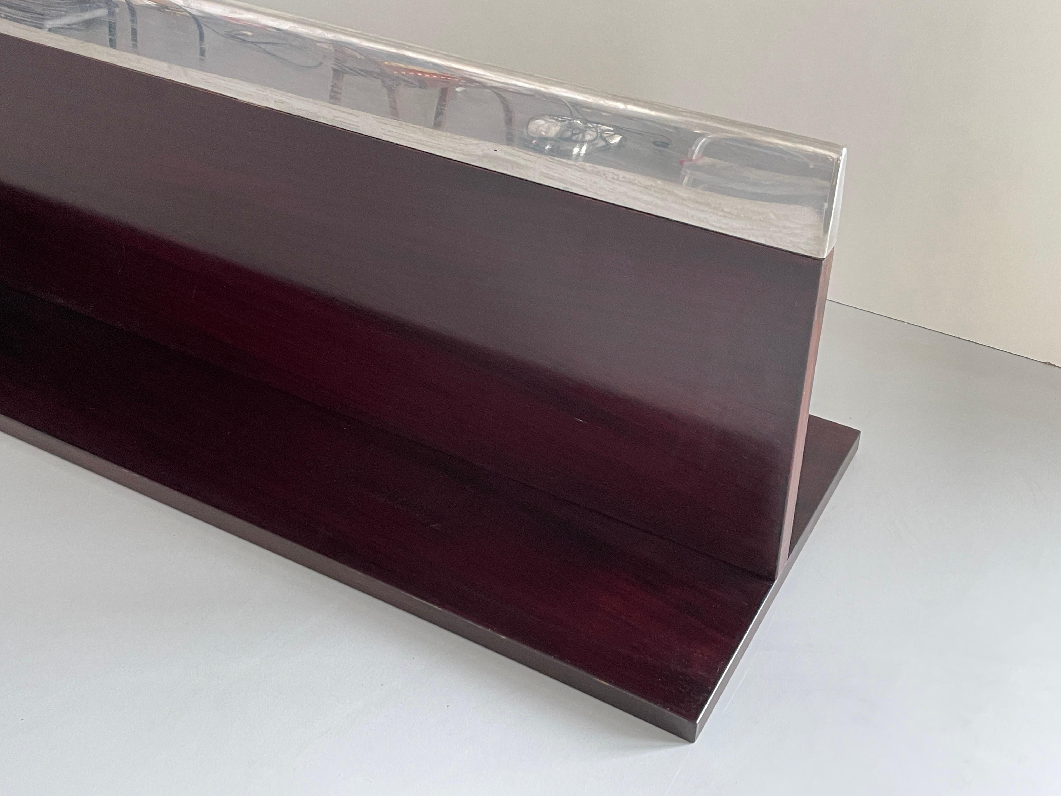 Mid-century Modern Rosewood Large Shelf Steel Cover by Saporiti, 1960s, Italy For Sale 4