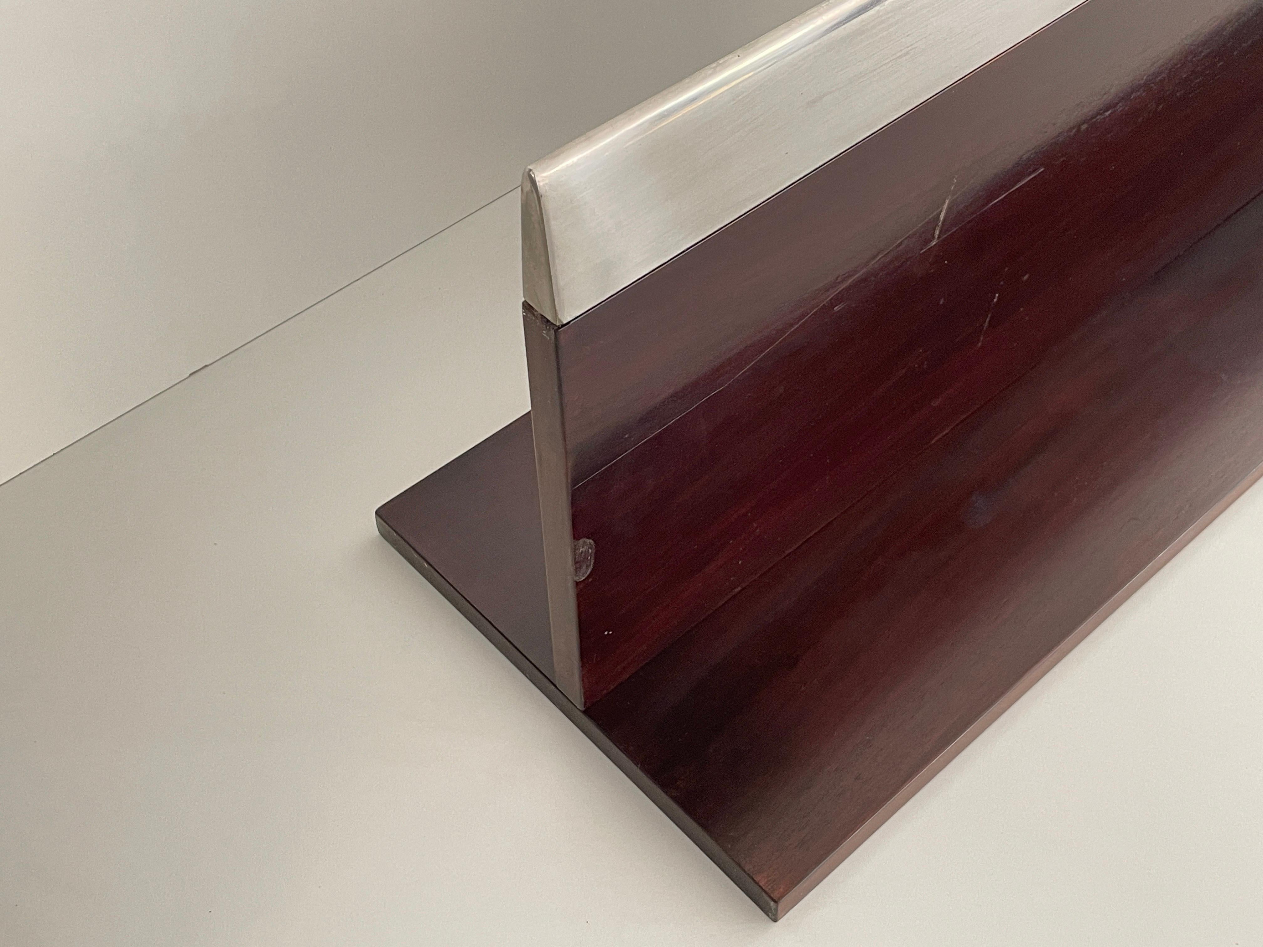 Mid-century Modern Rosewood Large Shelf Steel Cover by Saporiti, 1960s, Italy For Sale 5