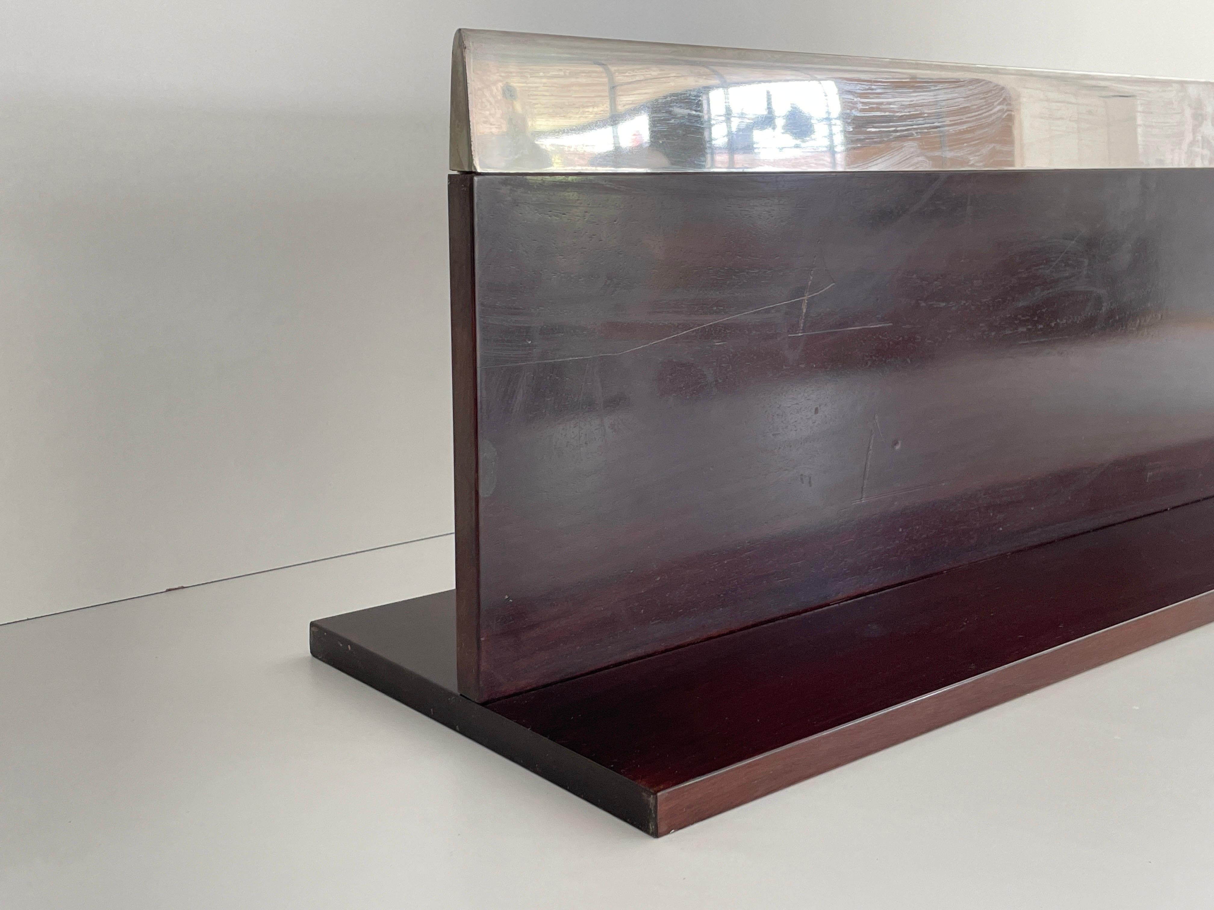 Mid-century Modern Rosewood Large Shelf Steel Cover by Saporiti, 1960s, Italy For Sale 7