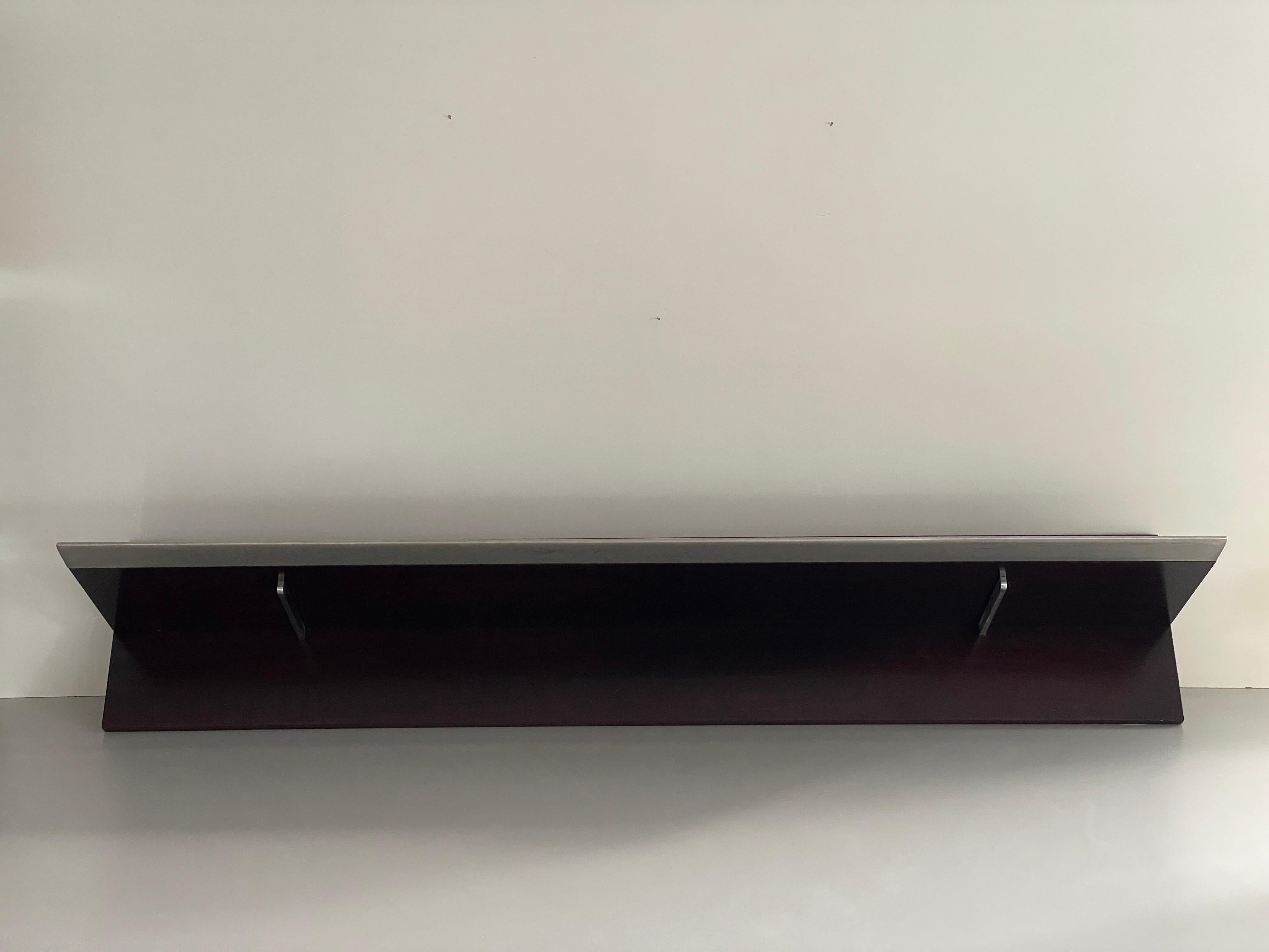 Italian Mid-century Modern Rosewood Large Shelf Steel Cover by Saporiti, 1960s, Italy For Sale