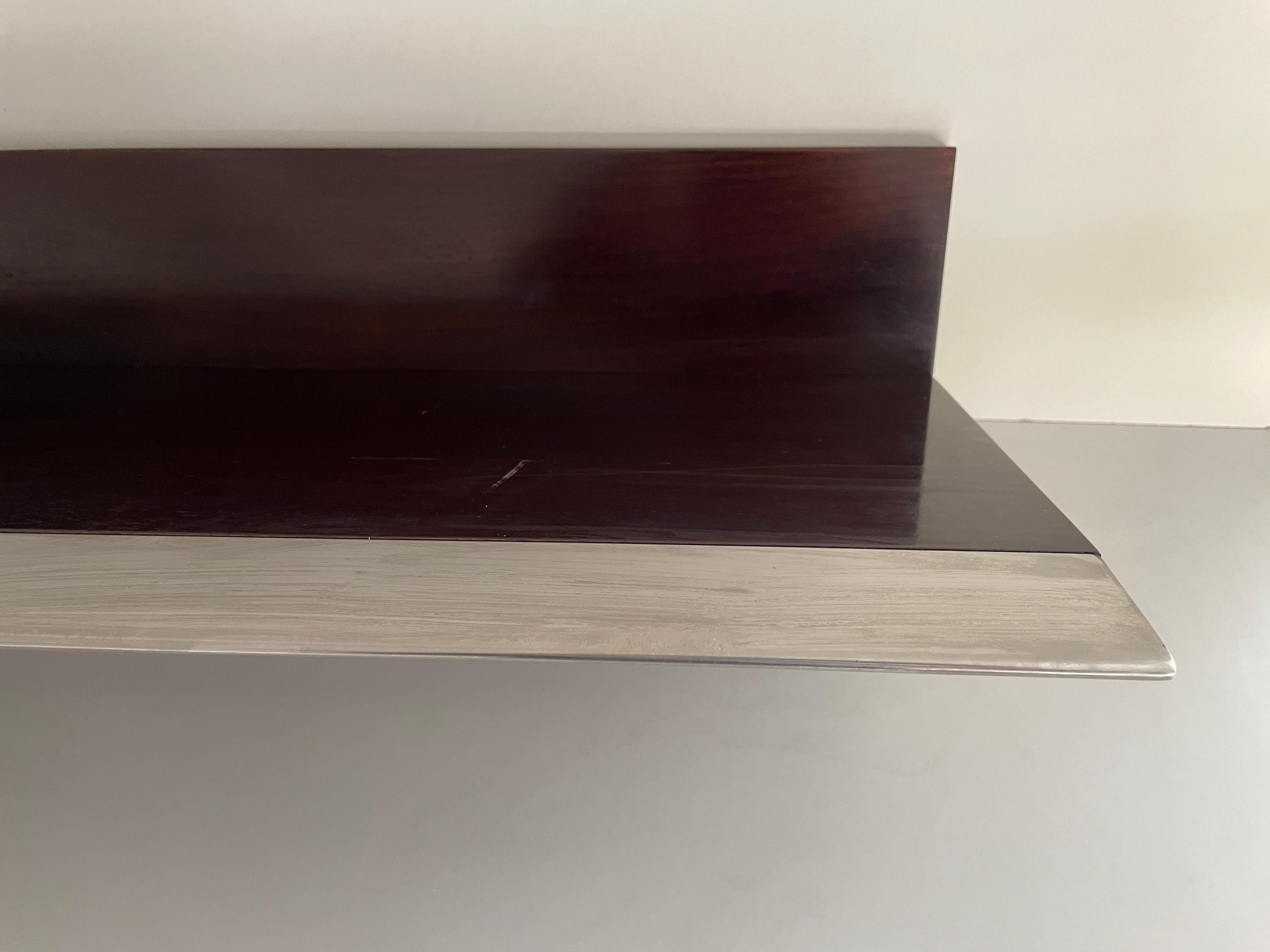 Mid-century Modern Rosewood Large Shelf Steel Cover by Saporiti, 1960s, Italy In Excellent Condition For Sale In Hagenbach, DE