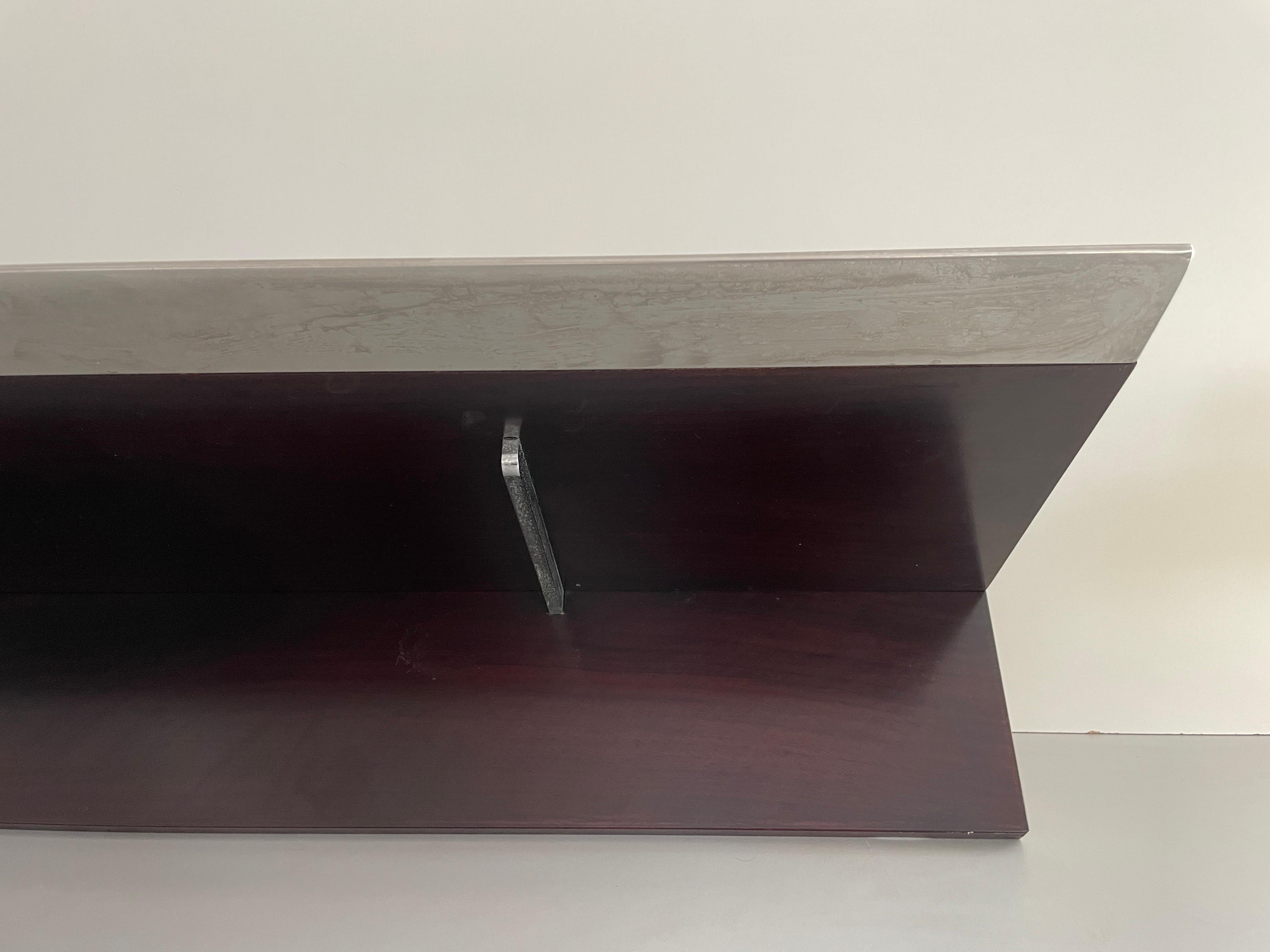 Mid-century Modern Rosewood Large Shelf Steel Cover by Saporiti, 1960s, Italy For Sale 1