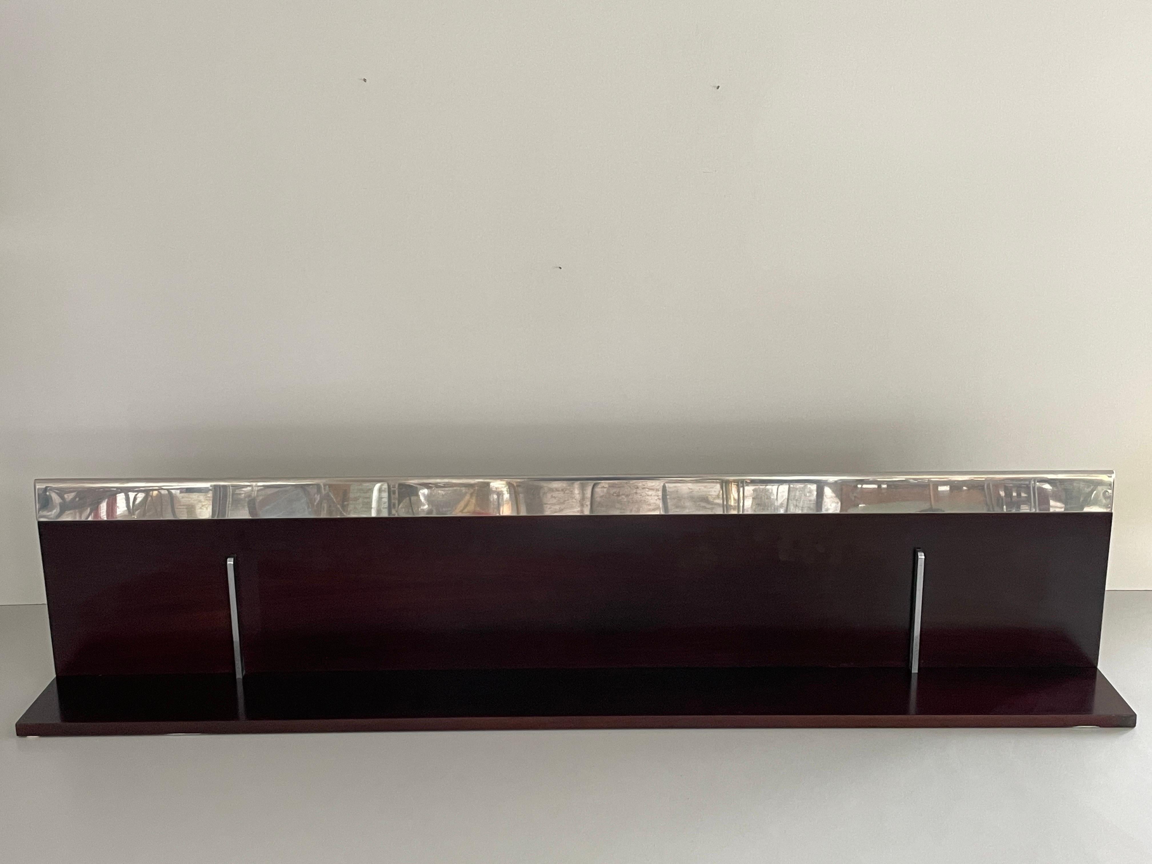 Mid-century Modern Rosewood Large Shelf Steel Cover by Saporiti, 1960s, Italy For Sale 3