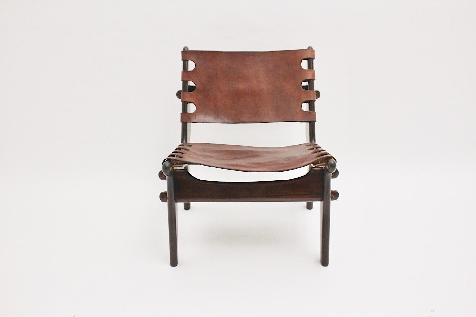 Mid-Century Modern Beechwood Leather Lounge Chair by Angel Pazmino, 1960s 7