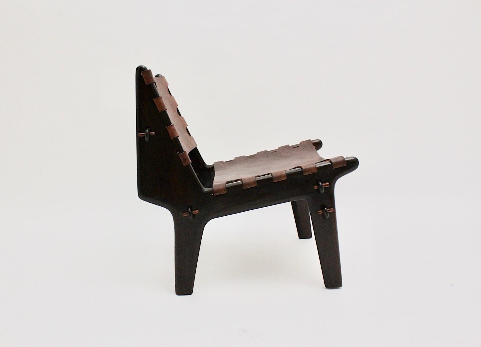 Mid-Century Modern Beechwood Leather Lounge Chair by Angel Pazmino, 1960s 1