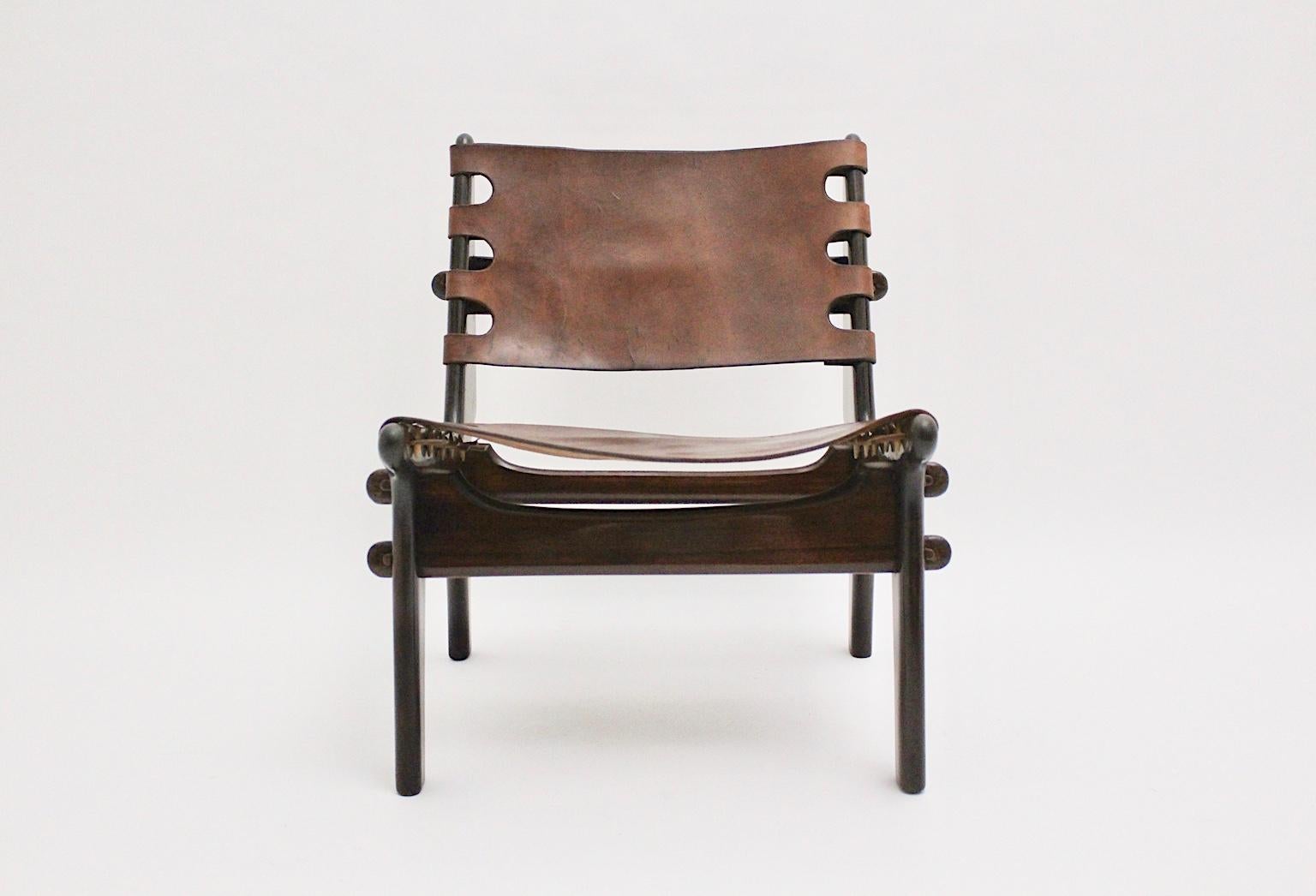 Mid-Century Modern Beechwood Leather Lounge Chair by Angel Pazmino, 1960s 2