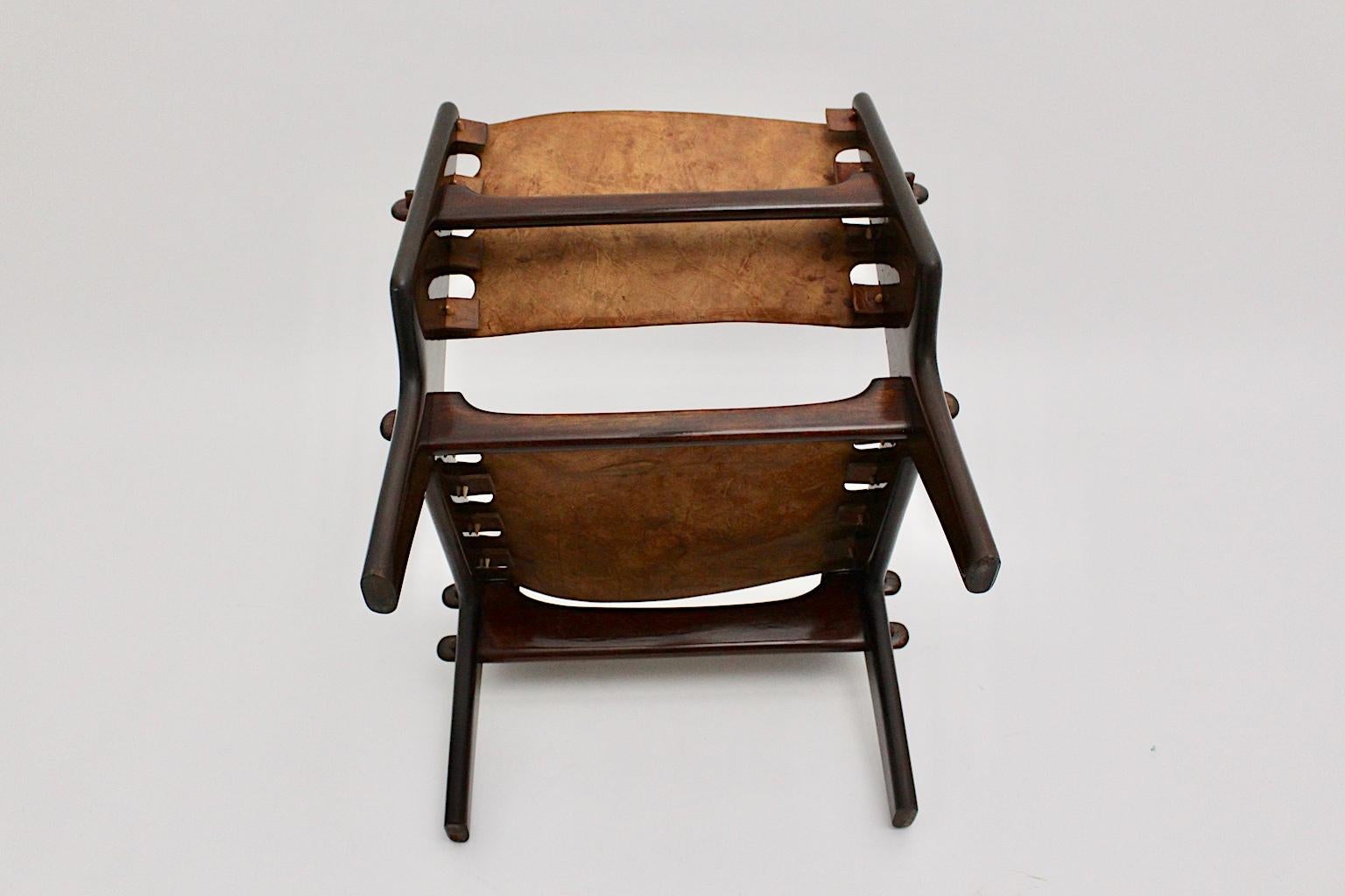 Mid-Century Modern Beechwood Leather Lounge Chair by Angel Pazmino, 1960s 4