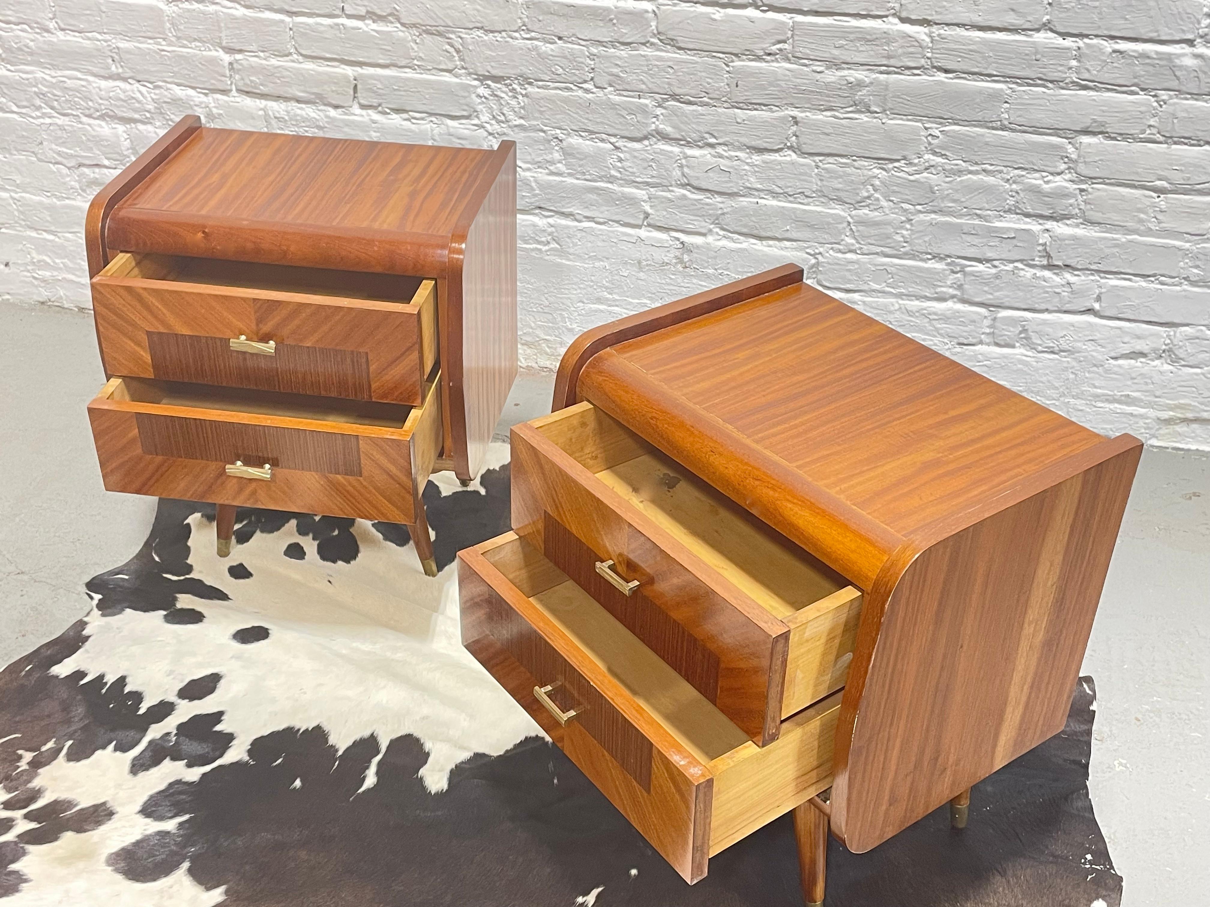 Mid Century MODERN Rosewood + Mahogany French NIGHTSTANDS, circa 1950s For Sale 5